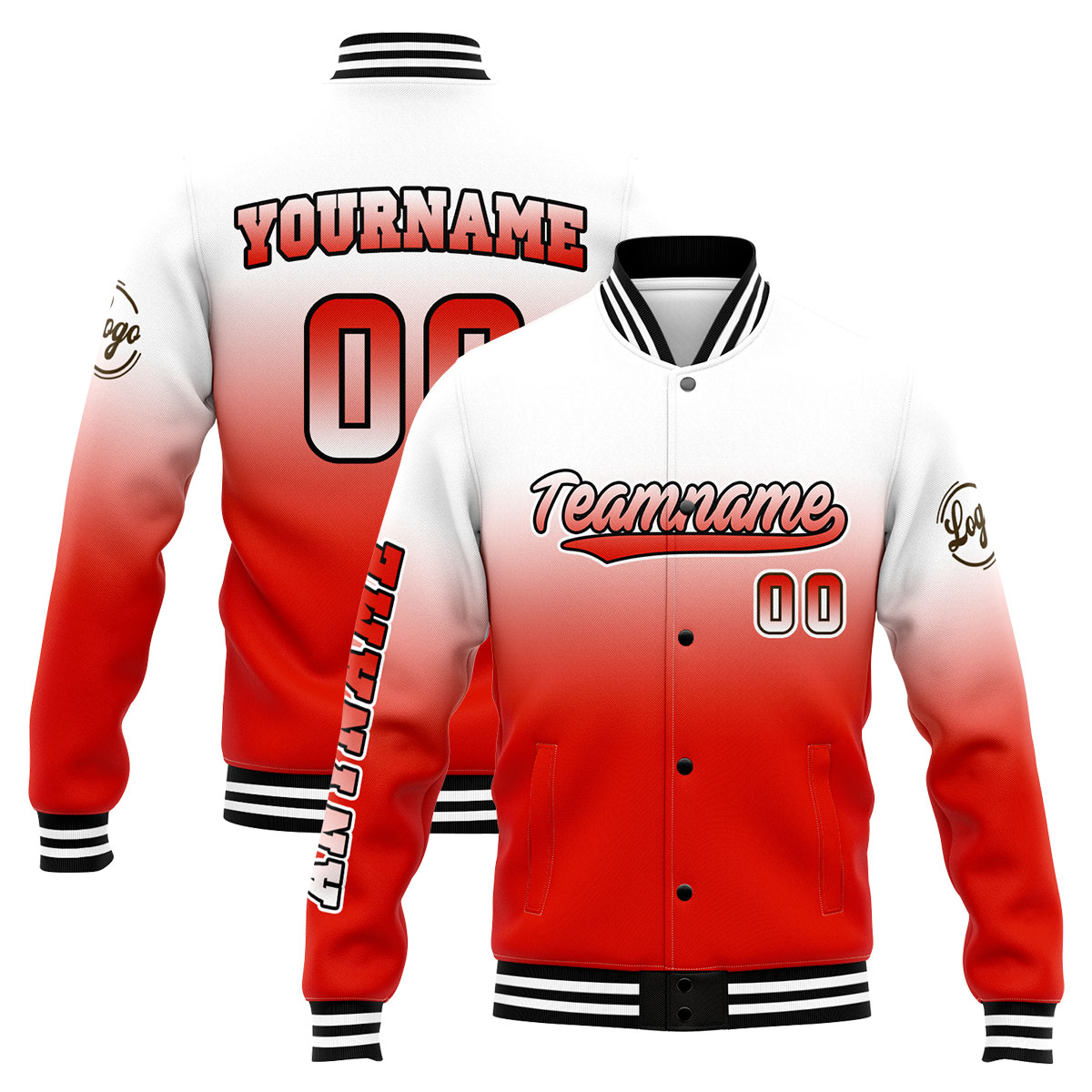 Custom White&Red Varsity Jacket for Men Women and Youth with Personalized Letterman Jacket 