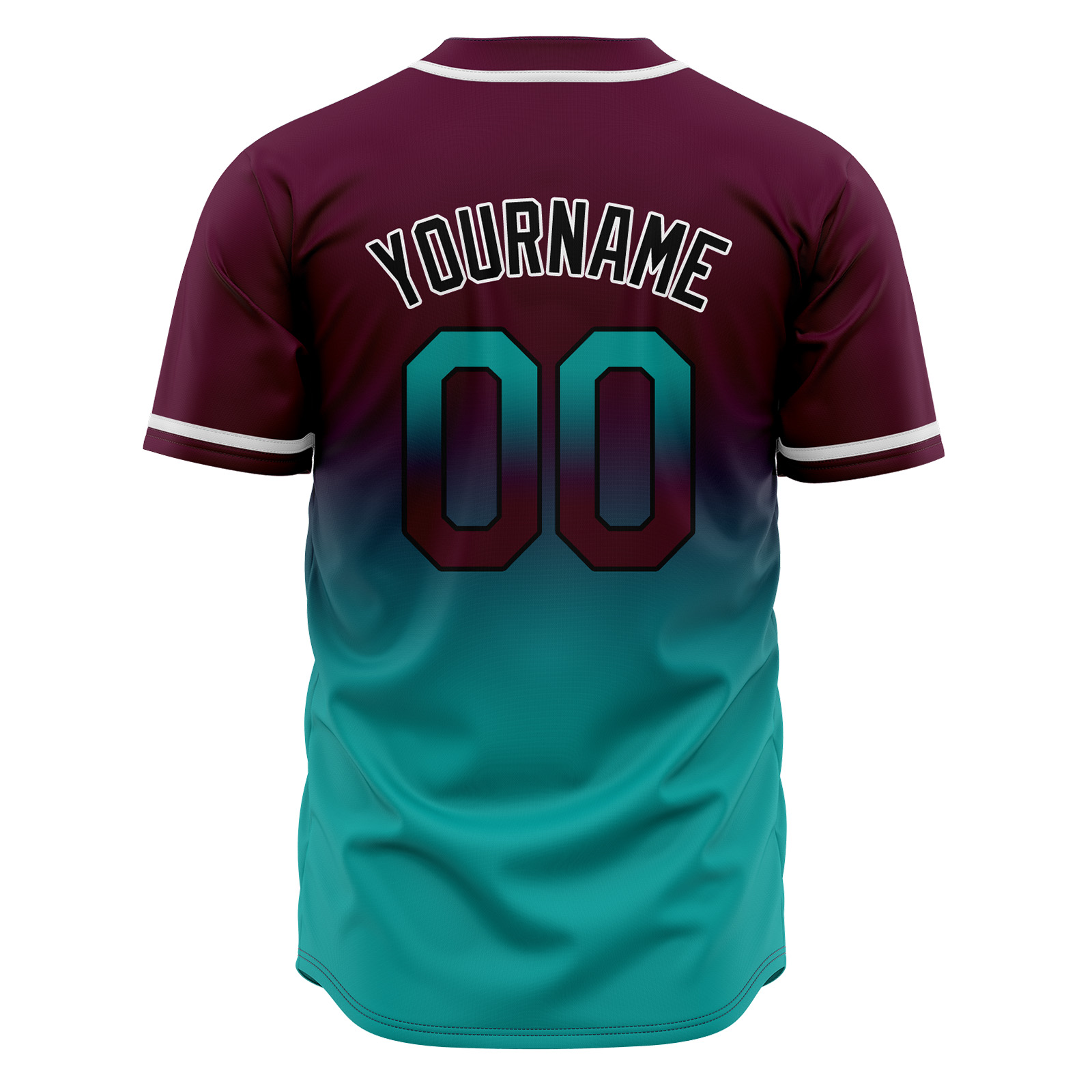 Custom Burgundy&Teal Gradient Baseball Jerseys Personalized Name Number Logo