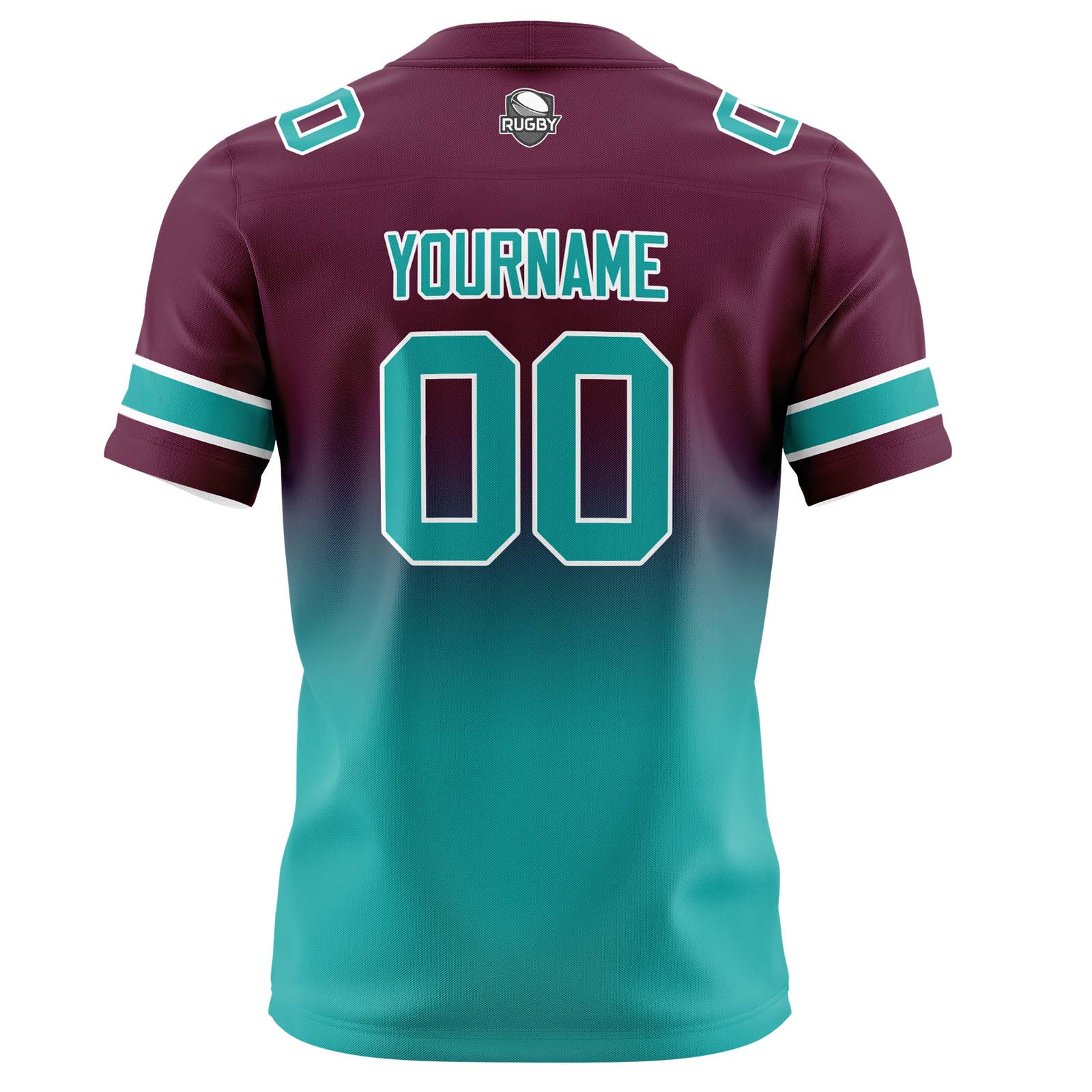 Custom Burgundy&Teal Gradient Football Jerseys Personalized Name Number Logo