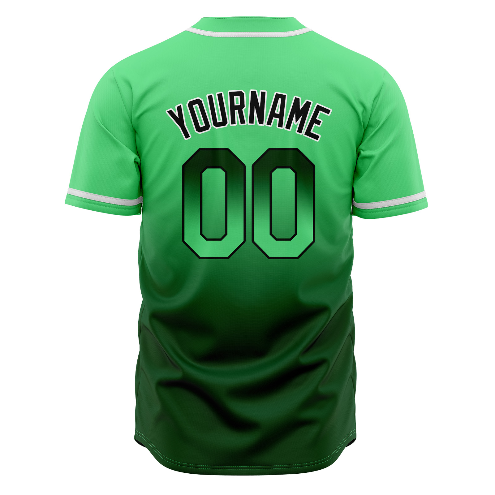 Custom Green Gradient Baseball Jerseys Personalized Name Number Logo