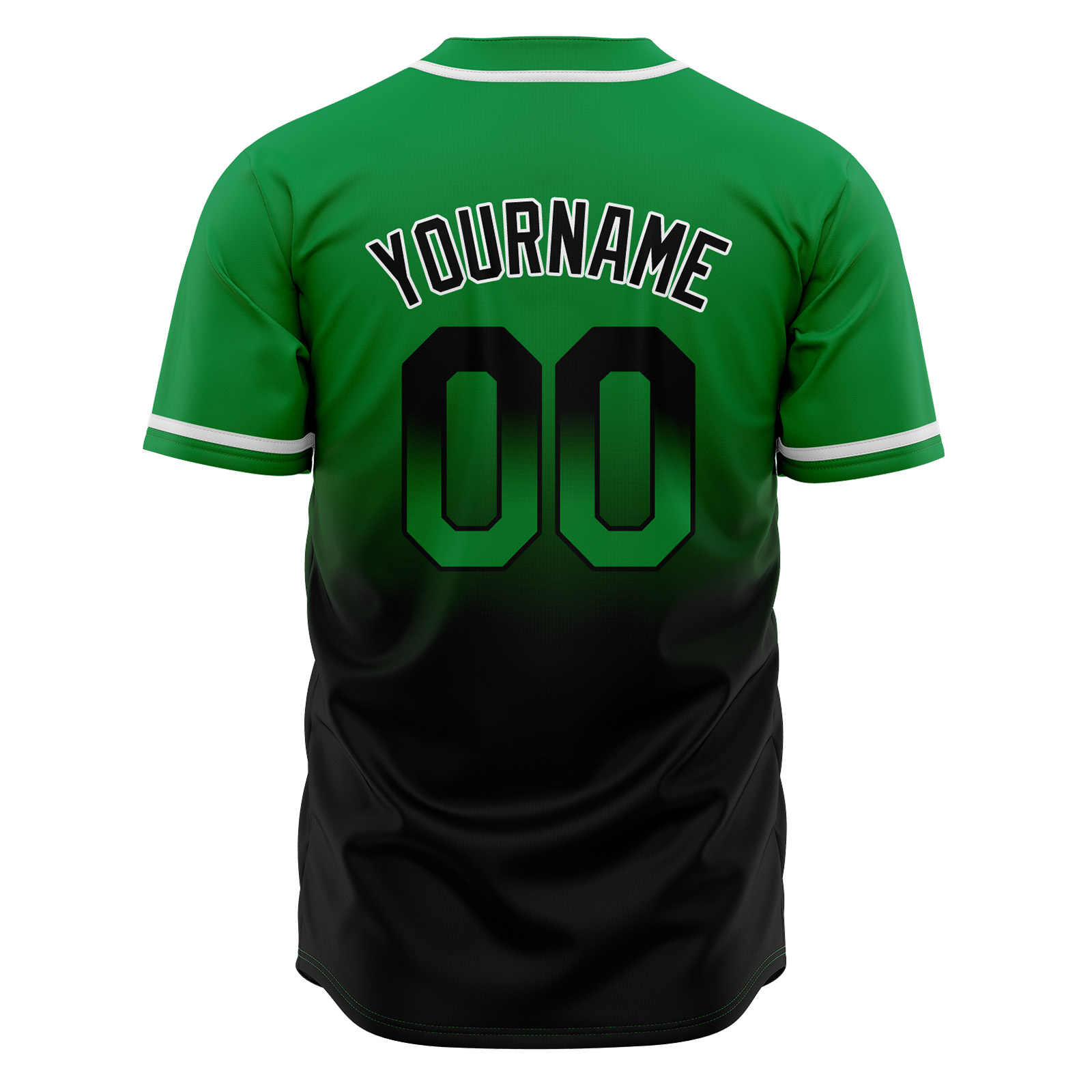 Custom Green&Black Gradient Baseball Jerseys Personalized Name Number Logo
