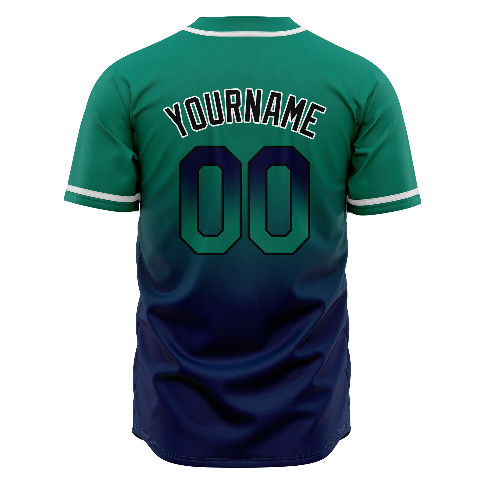 Custom Green&Navy Gradient Baseball Jerseys Personalized Name Number Logo