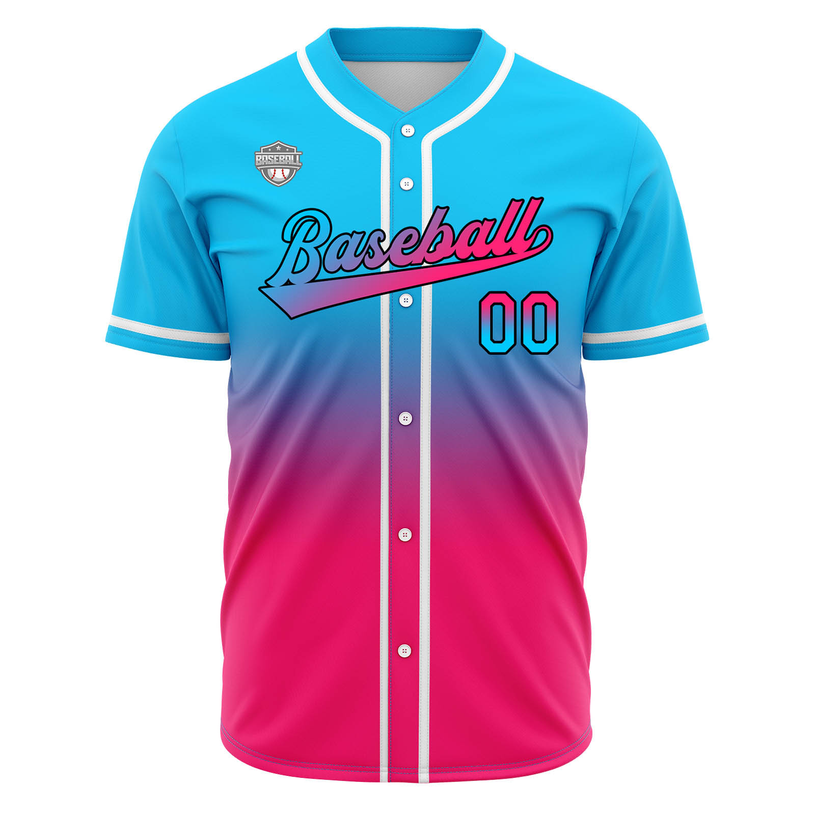 Custom Light Blue&Pink Gradient Baseball Jerseys Personalized Name Number Logo