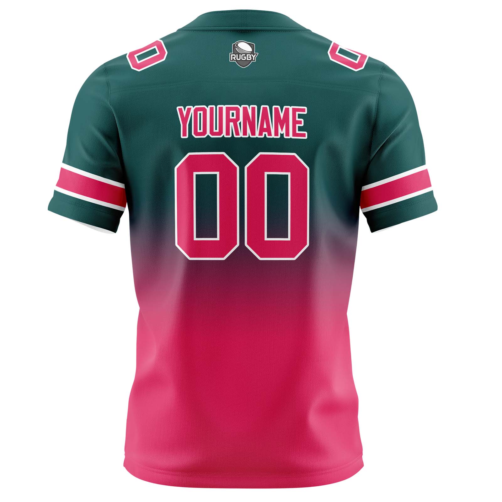 Custom Dark Green&Pink Gradient Football Jerseys Personalized Name Number Logo