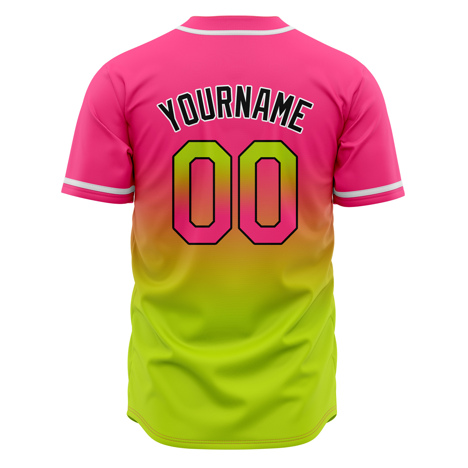 Custom Pink&Chartreuse Gradient Baseball Jerseys Personalized Name Number Logo