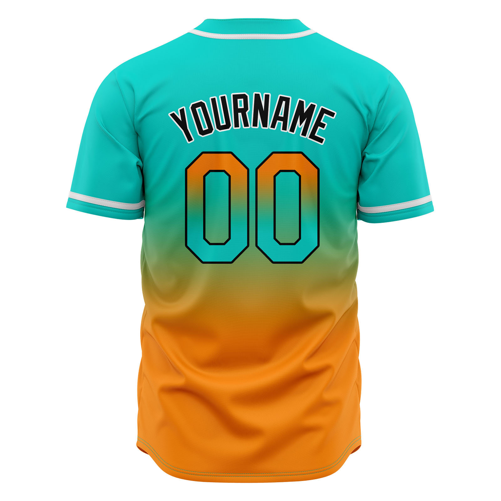 Custom Teal&Orange Gradient Baseball Jerseys Personalized Name Number Logo