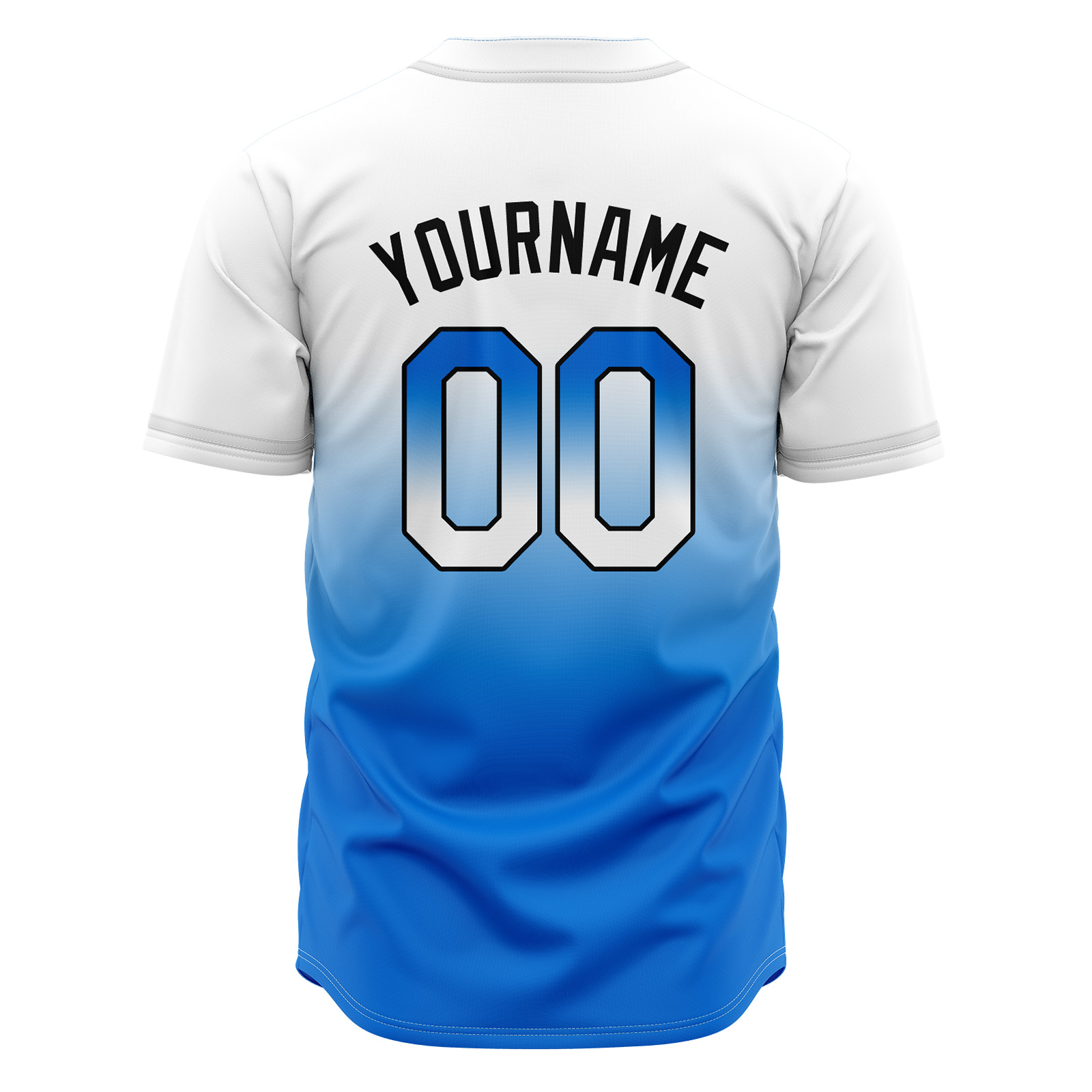 Custom White&Blue Gradient Baseball Jerseys Personalized Name Number Logo