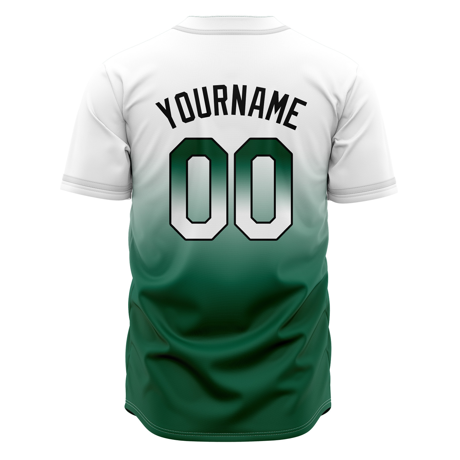 Custom White&Green Gradient Baseball Jerseys Personalized Name Number Logo