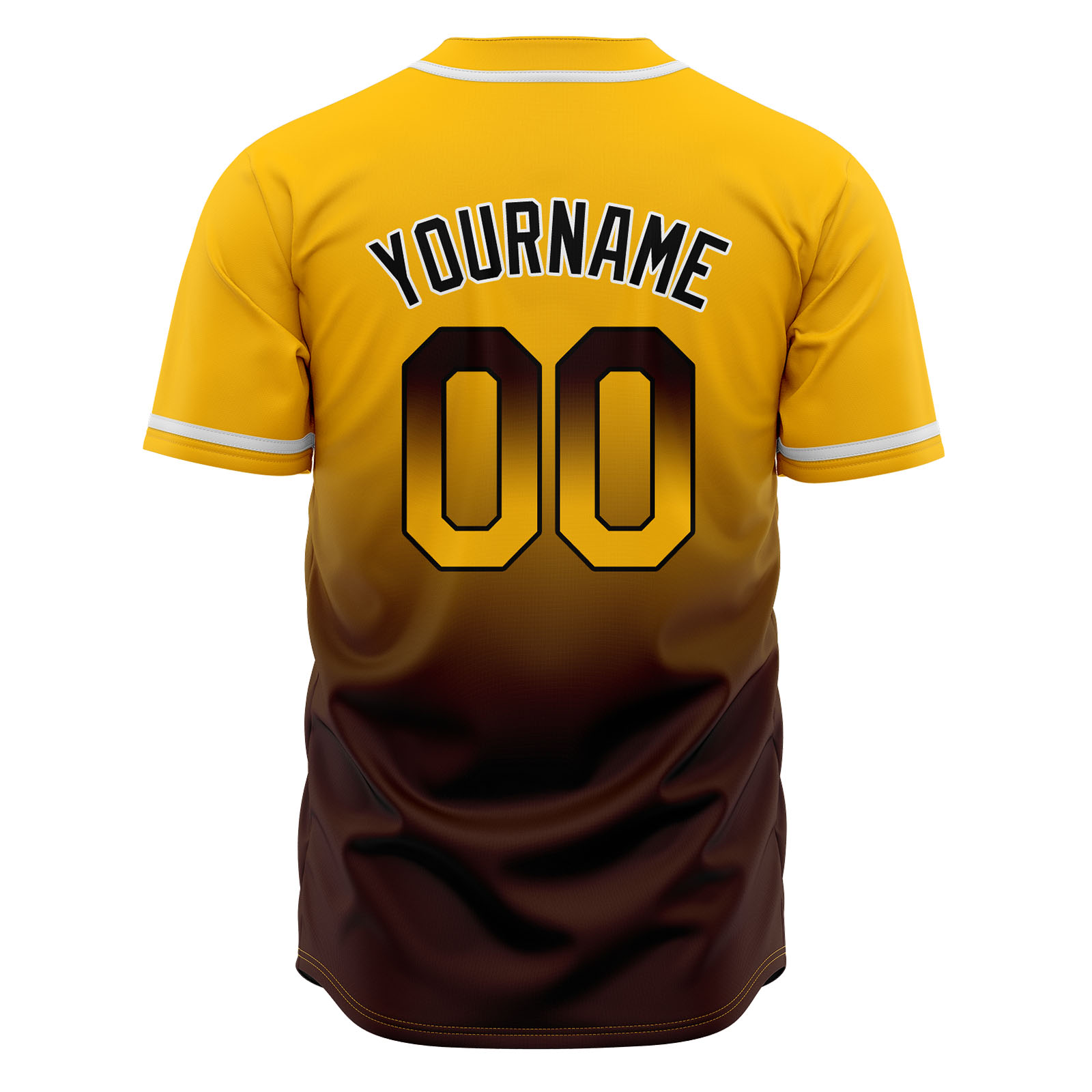 Custom Yellow&Brown Gradient Baseball Jerseys Personalized Name Number Logo
