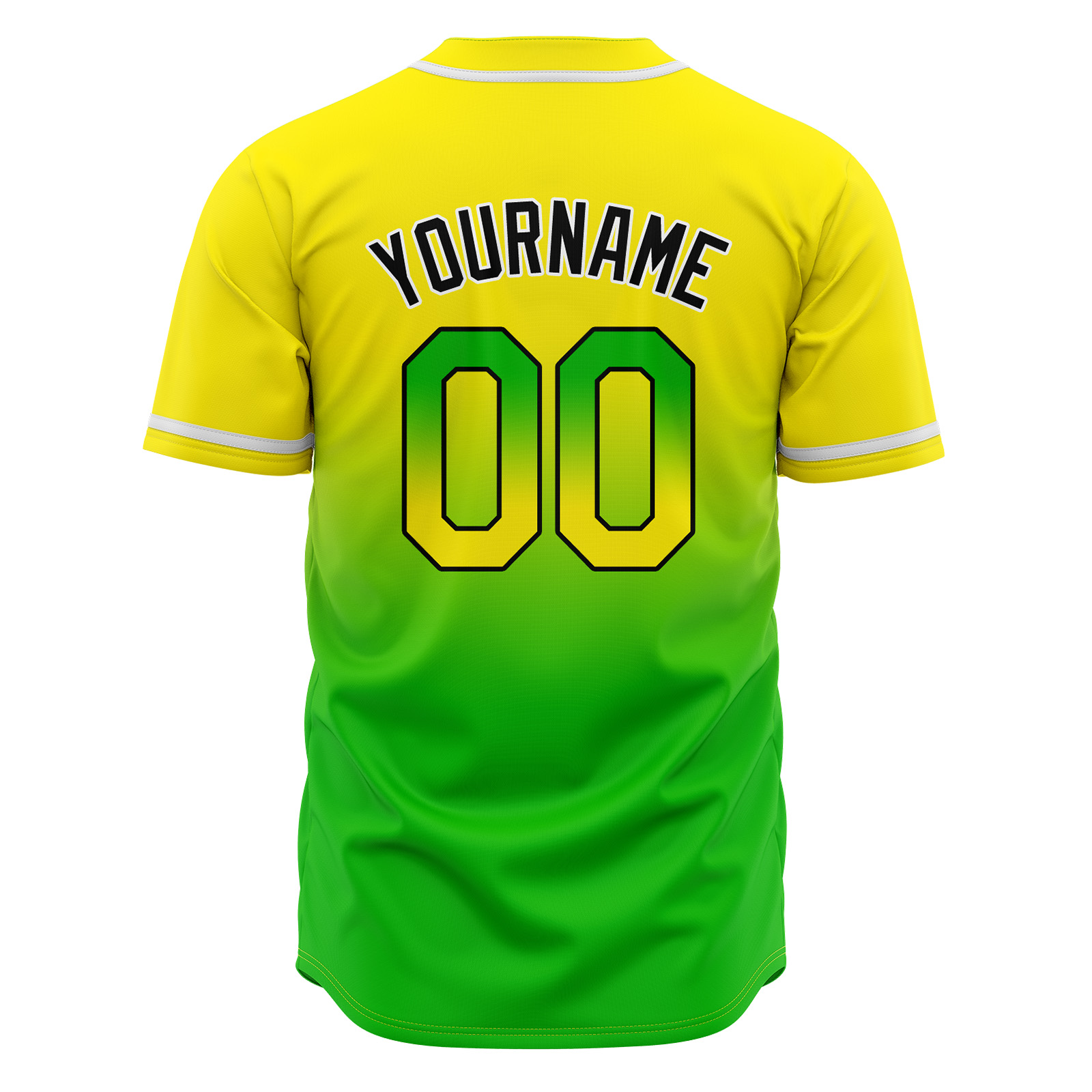 Custom Yellow&Green Gradient Baseball Jerseys Personalized Name Number Logo