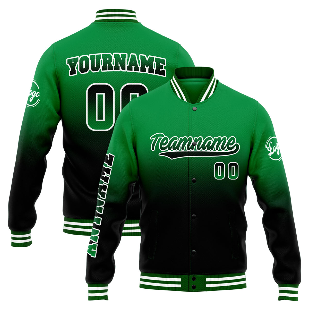 Custom Green&Black Varsity Jacket for Men Women and Youth with Personalized Letterman Jacket 