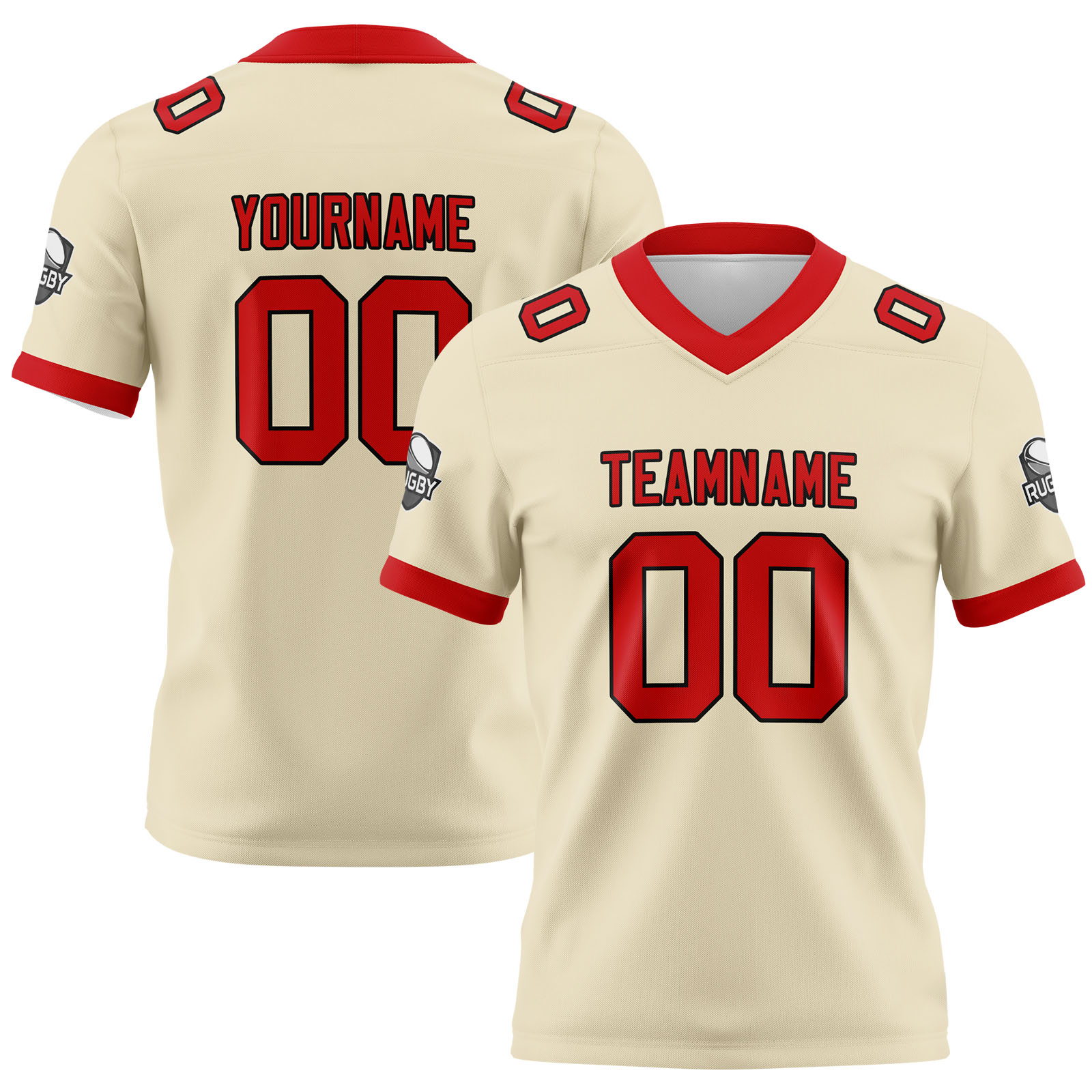 Custom Cream Red Football Jersey Personalized Football Shirts for Men Printed Team Name Number Logo
