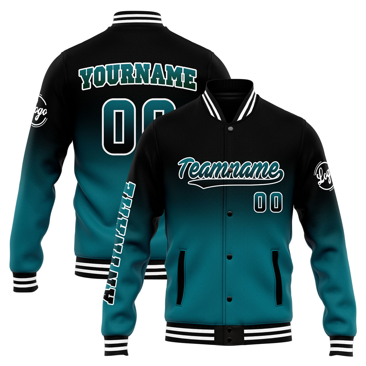 Custom Black&Green Varsity Jacket for Men Women and Youth with Personalized Letterman Jacket 