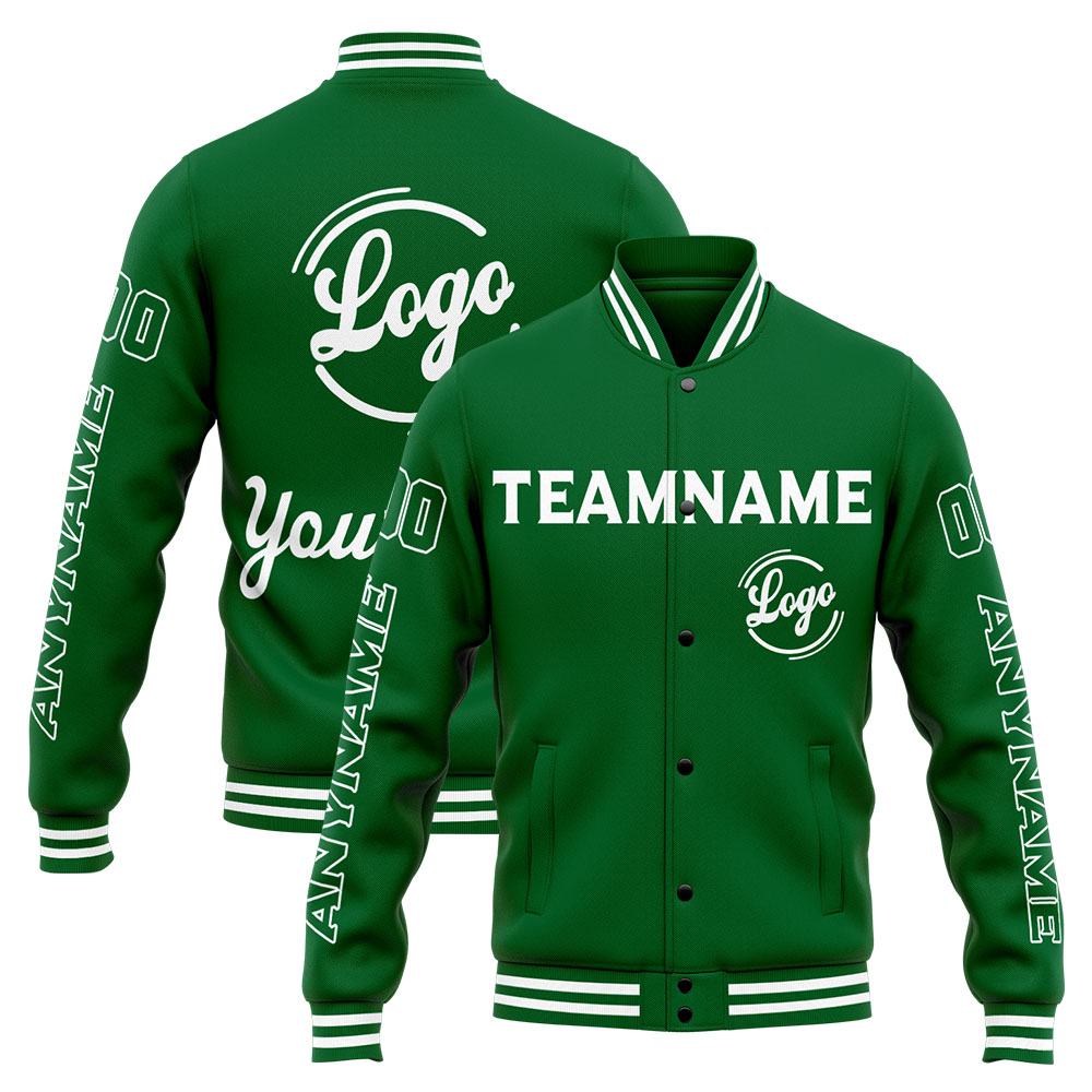 Custom Green Varsity Jacket for Men Women and Youth with Personalized Letterman Jacket 