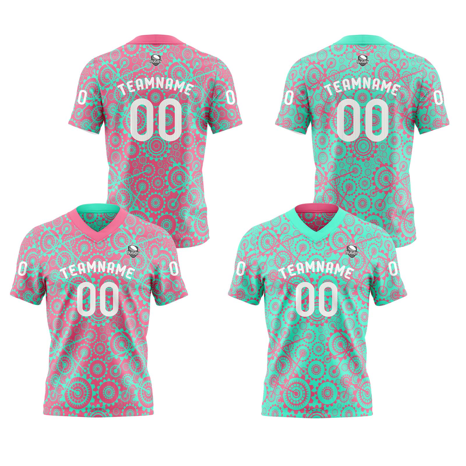 Custom Green Pink Reversible Football Jersey Personalized Gradient Football Shirts for Men Printed Team Name Number Logo