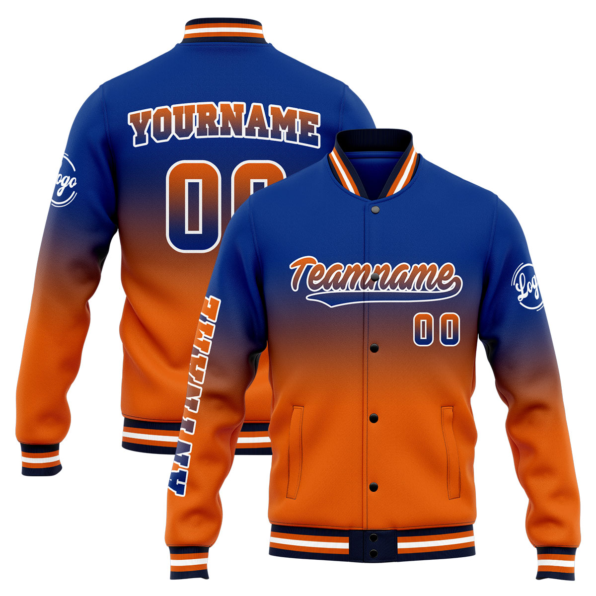 Custom Royal&Orange Varsity Jacket for Men Women and Youth with Personalized Letterman Jacket 