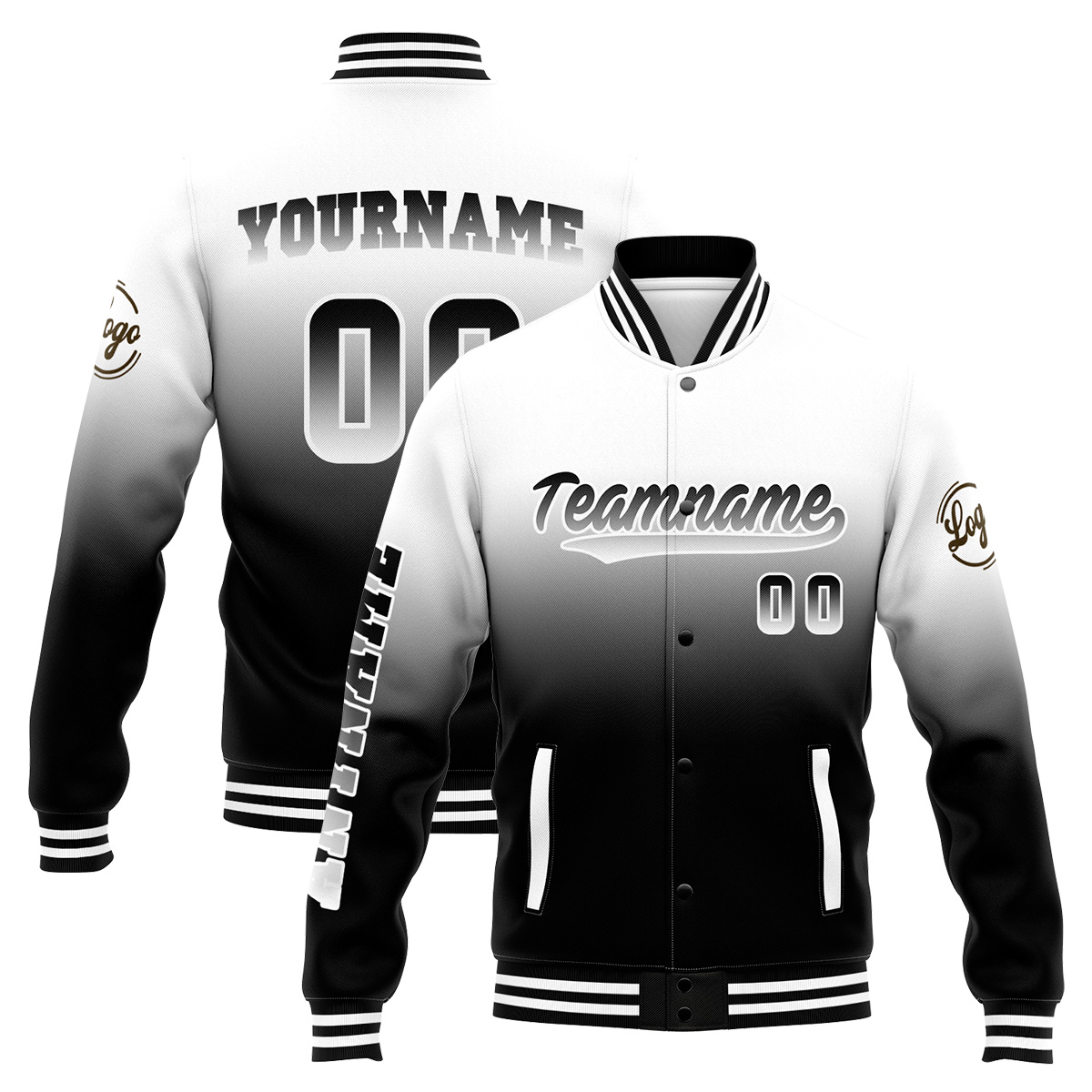 Custom White&Black Varsity Jacket for Men Women and Youth with Personalized Letterman Jacket 
