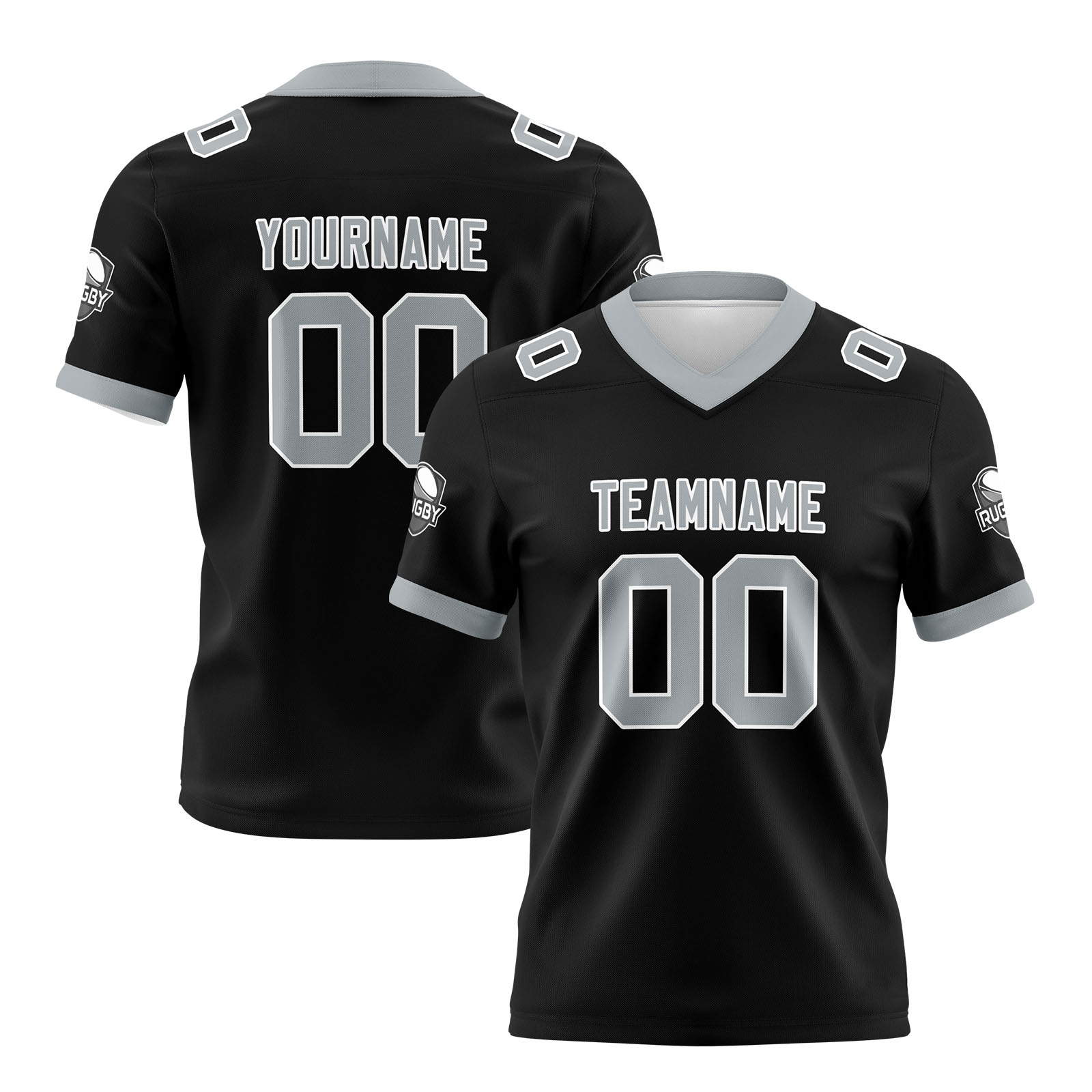 Custom Black Grey Football Jersey Personalized Football Shirts for Men Printed Team Name Number Logo