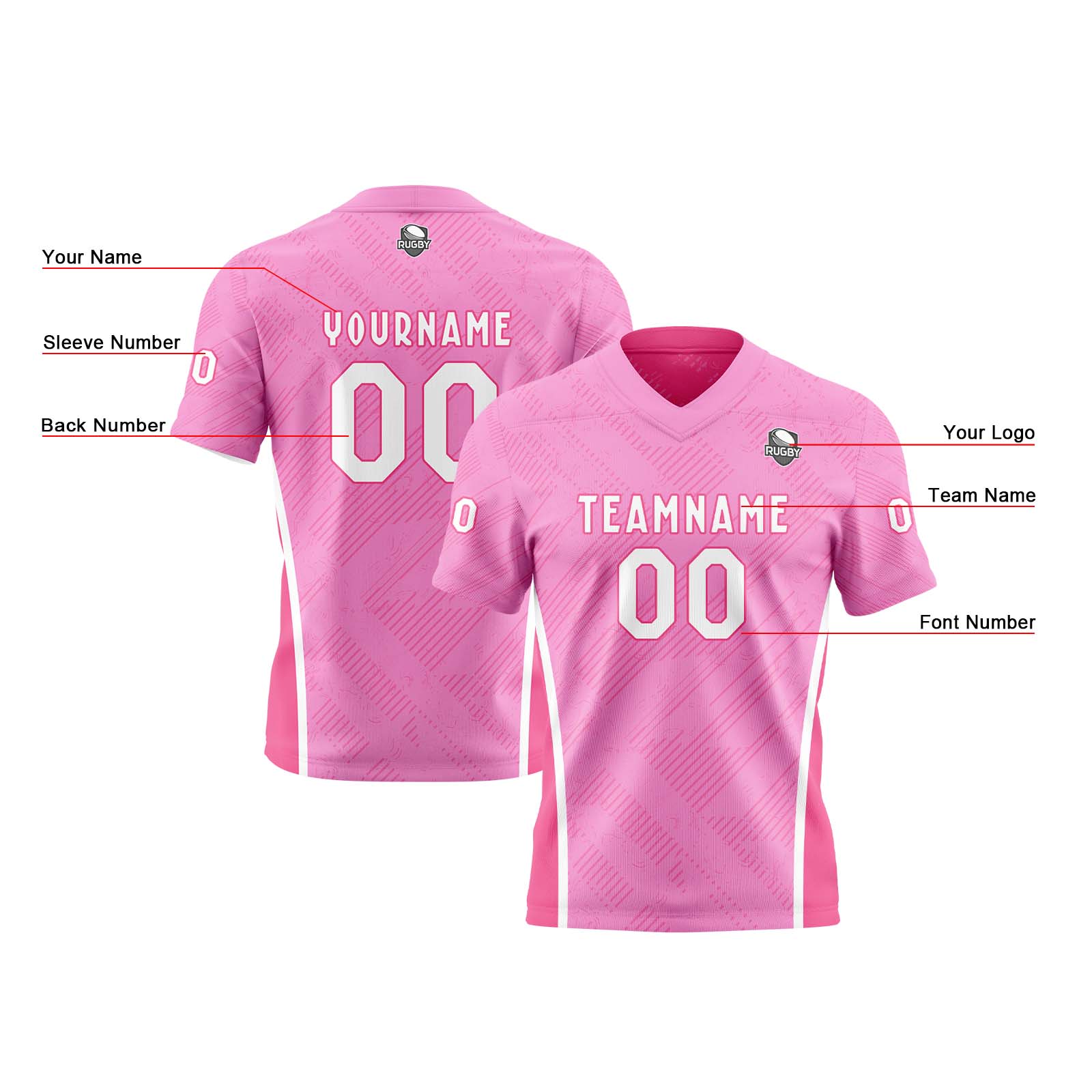 Custom Pink Reversible Football Jersey Personalized Gradient Football Shirts for Men Printed Team Name Number Logo