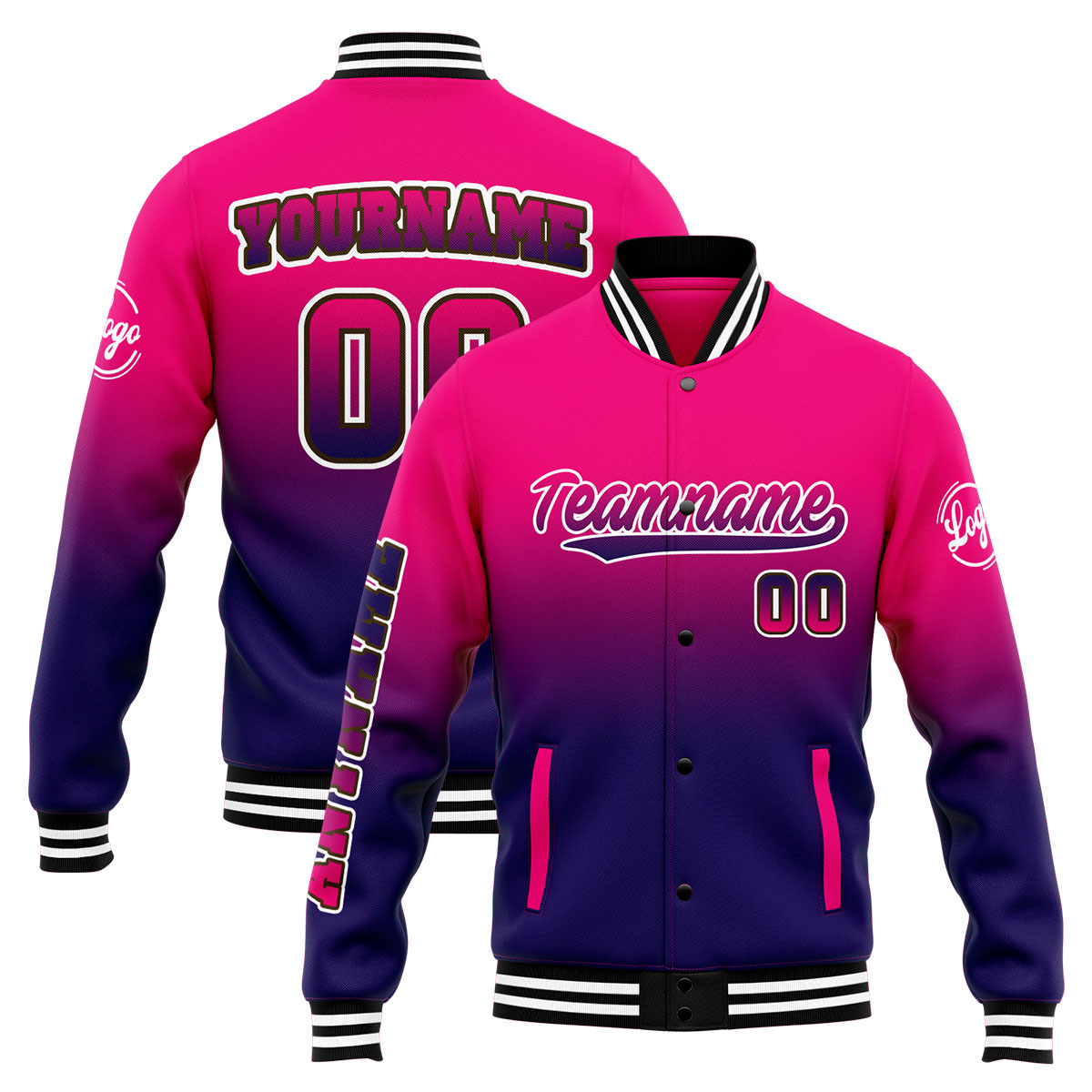 Custom Rose&Dark Purple Varsity Jacket for Men Women and Youth with Personalized Letterman Jacket 