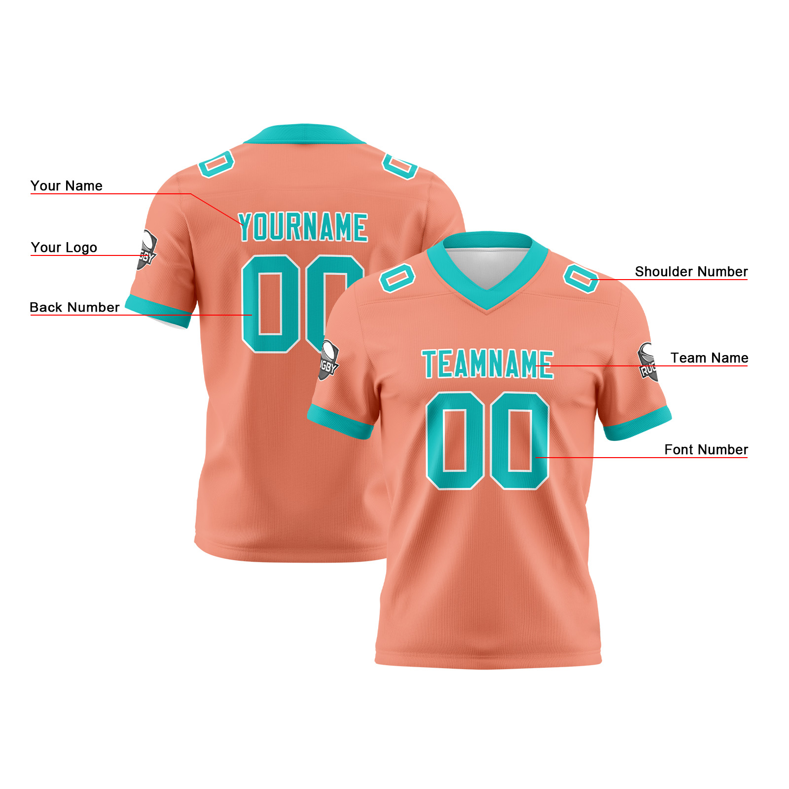 Custom Pink Cyan Football Jersey Personalized Football Shirts for Men Printed Team Name Number Logo