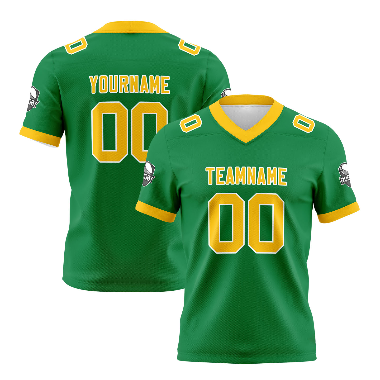 Custom Green Yellow Football Jersey Personalized Football Shirts for Men Printed Team Name Number Logo