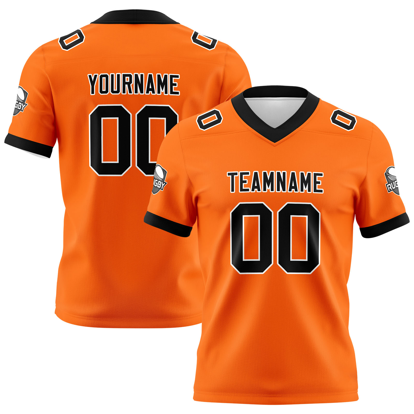 Custom Orange Black Football Jersey Personalized Football Shirts for Men Printed Team Name Number Logo