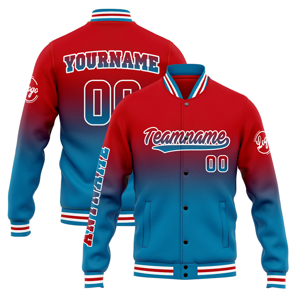 Custom Blue Red Varsity Jacket for Men Women and Youth with Personalized Letterman Jacket 