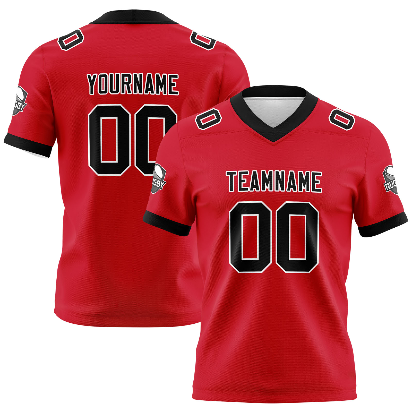 Custom Red Black Football Jersey Personalized Football Shirts for Men Printed Team Name Number Logo