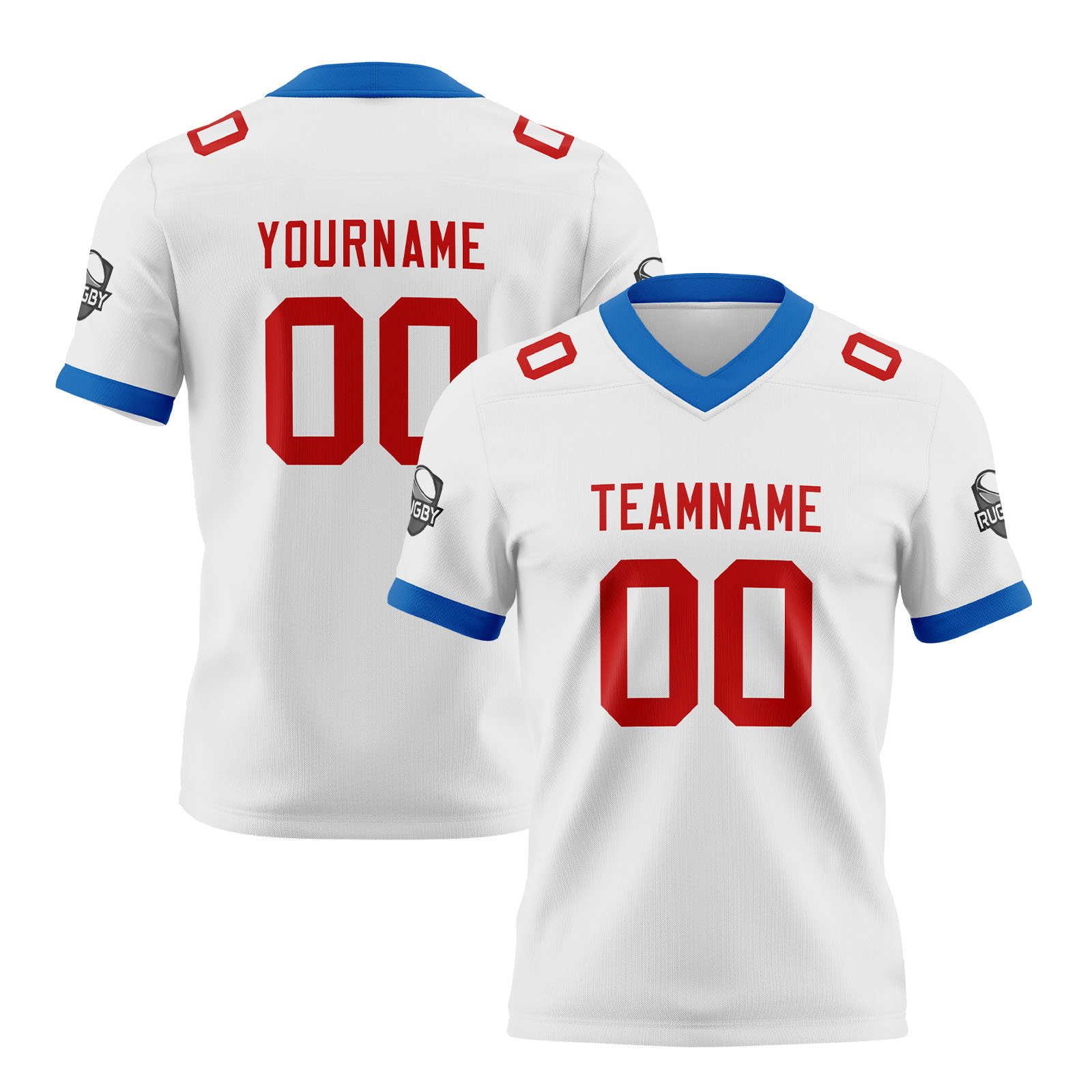 Custom White Red Football Jersey Personalized Football Shirts for Men Printed Team Name Number Logo
