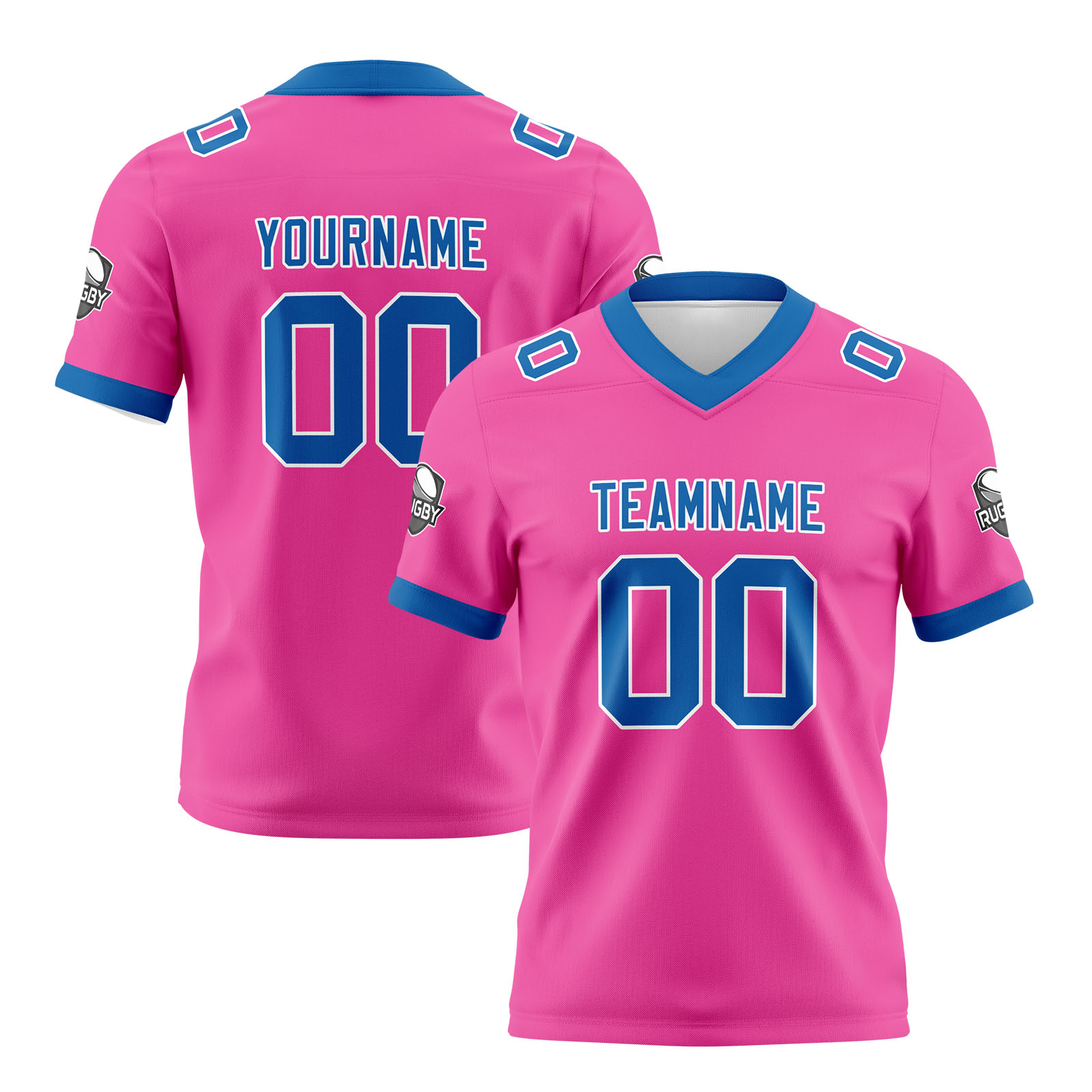 Custom Pink Blue Football Jersey Personalized Football Shirts for Men Printed Team Name Number Logo