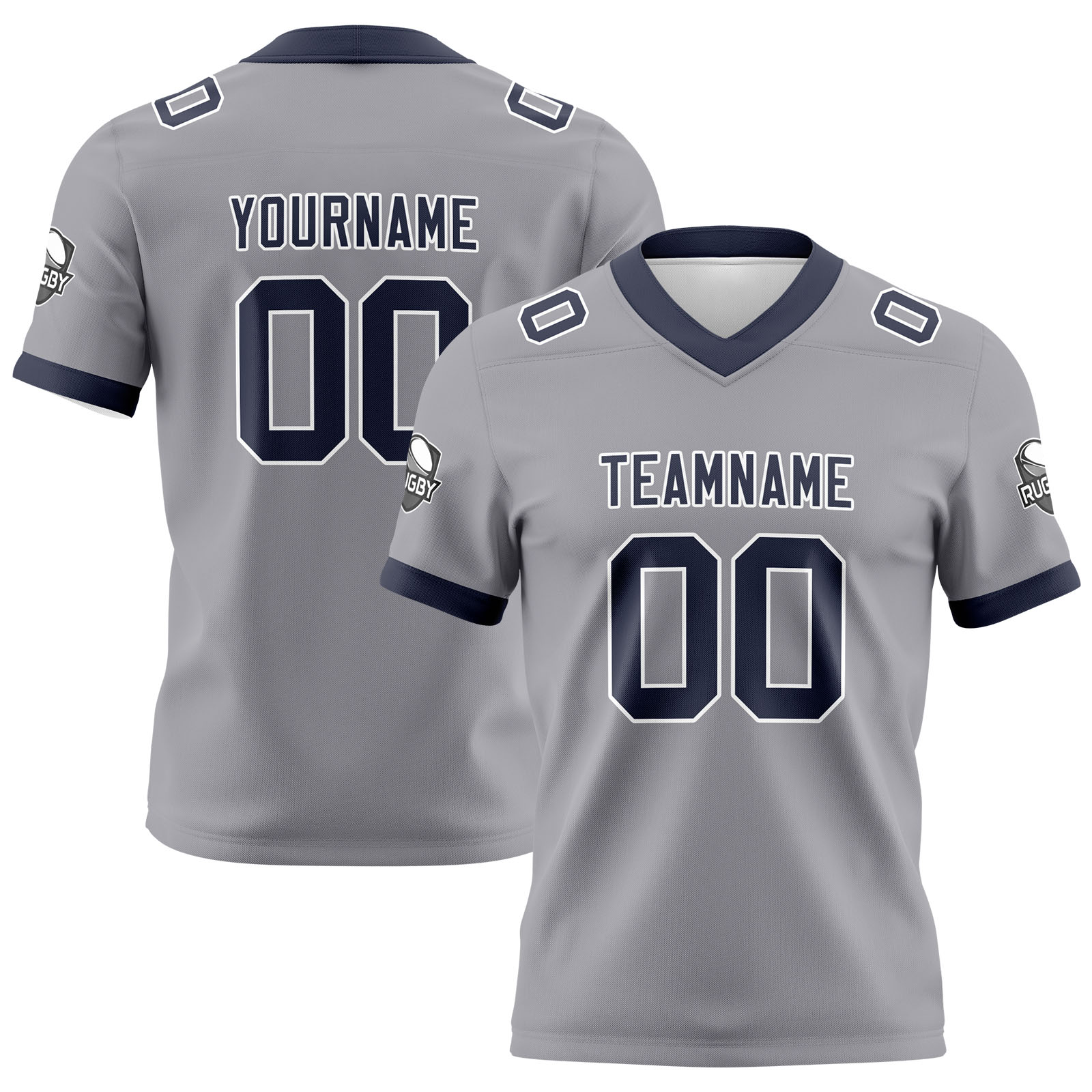 Custom Gray Navy Football Jersey Personalized Football Shirts for Men Printed Team Name Number Logo
