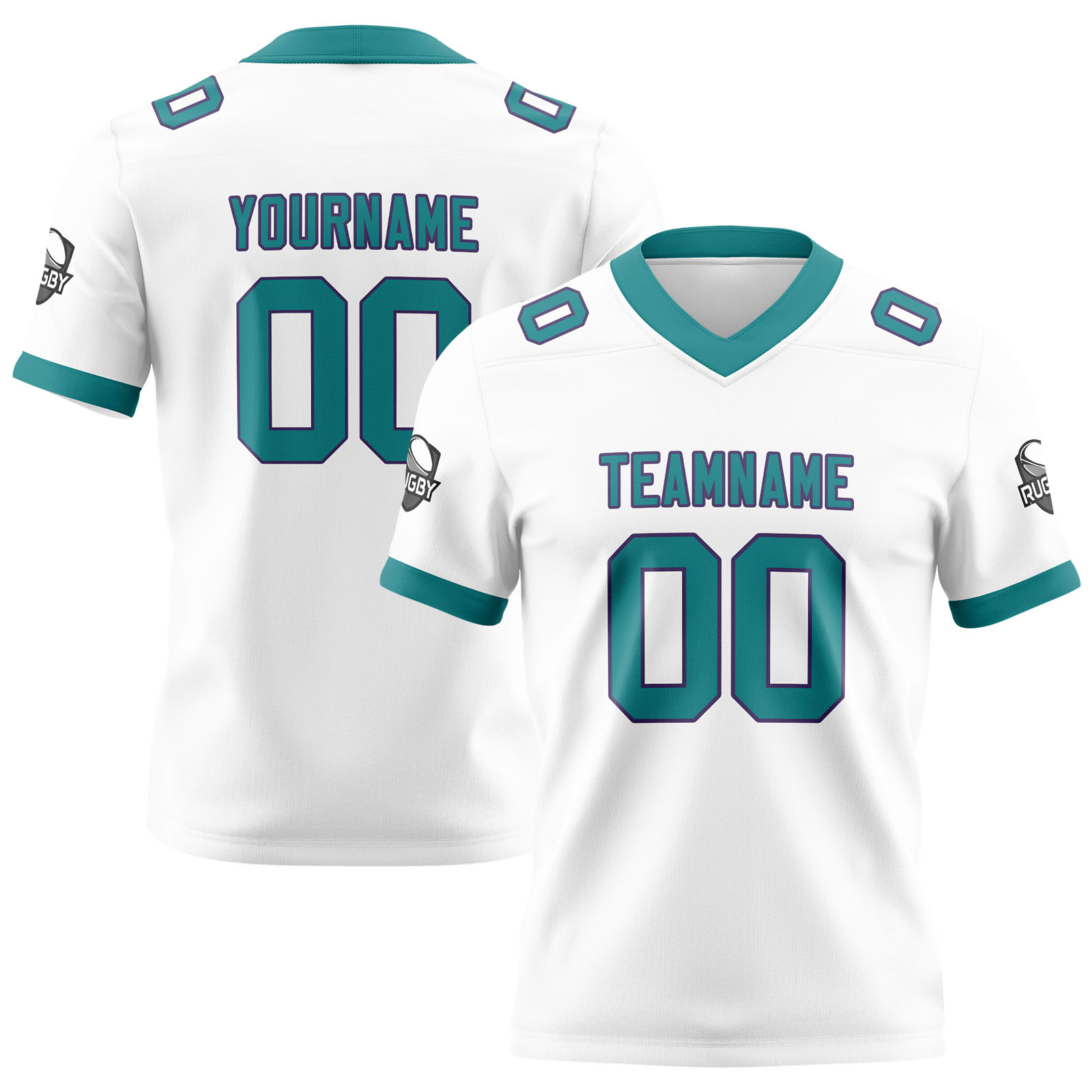 Custom White Aqua Football Jersey Personalized Football Shirts for Men Printed Team Name Number Logo