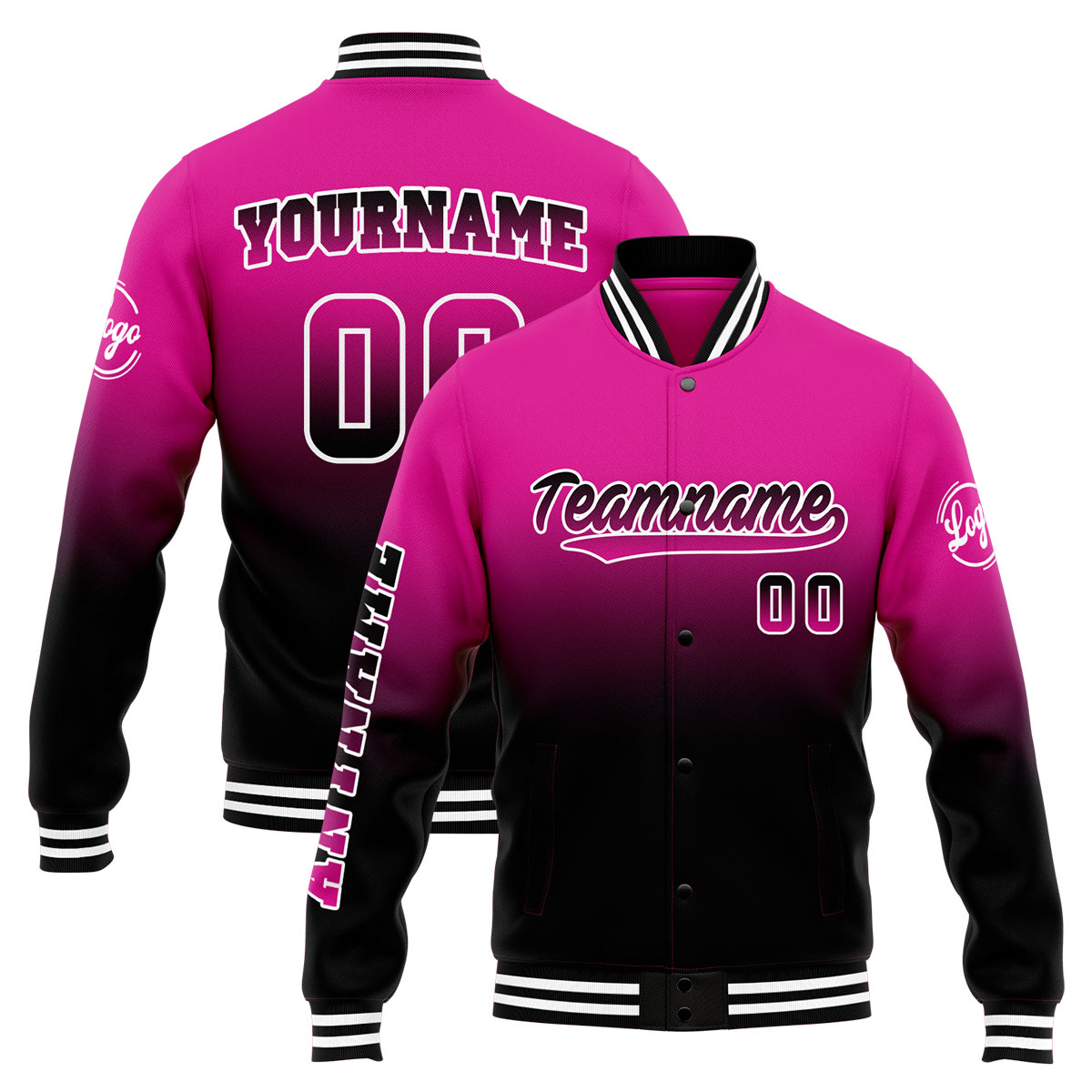 Custom Rose&Black Varsity Jacket for Men Women and Youth with Personalized Letterman Jacket 
