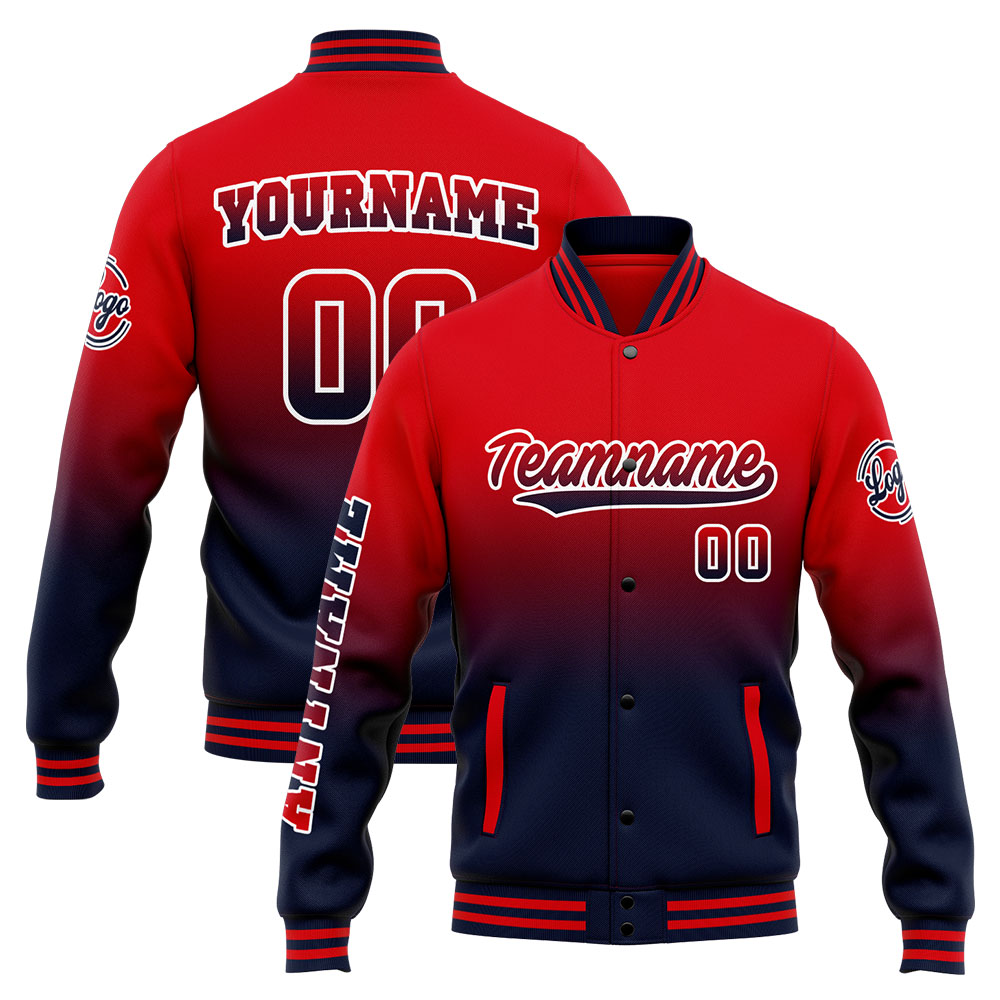 Custom Navy Red Varsity Jacket for Men Women and Youth with Personalized Letterman Jacket 