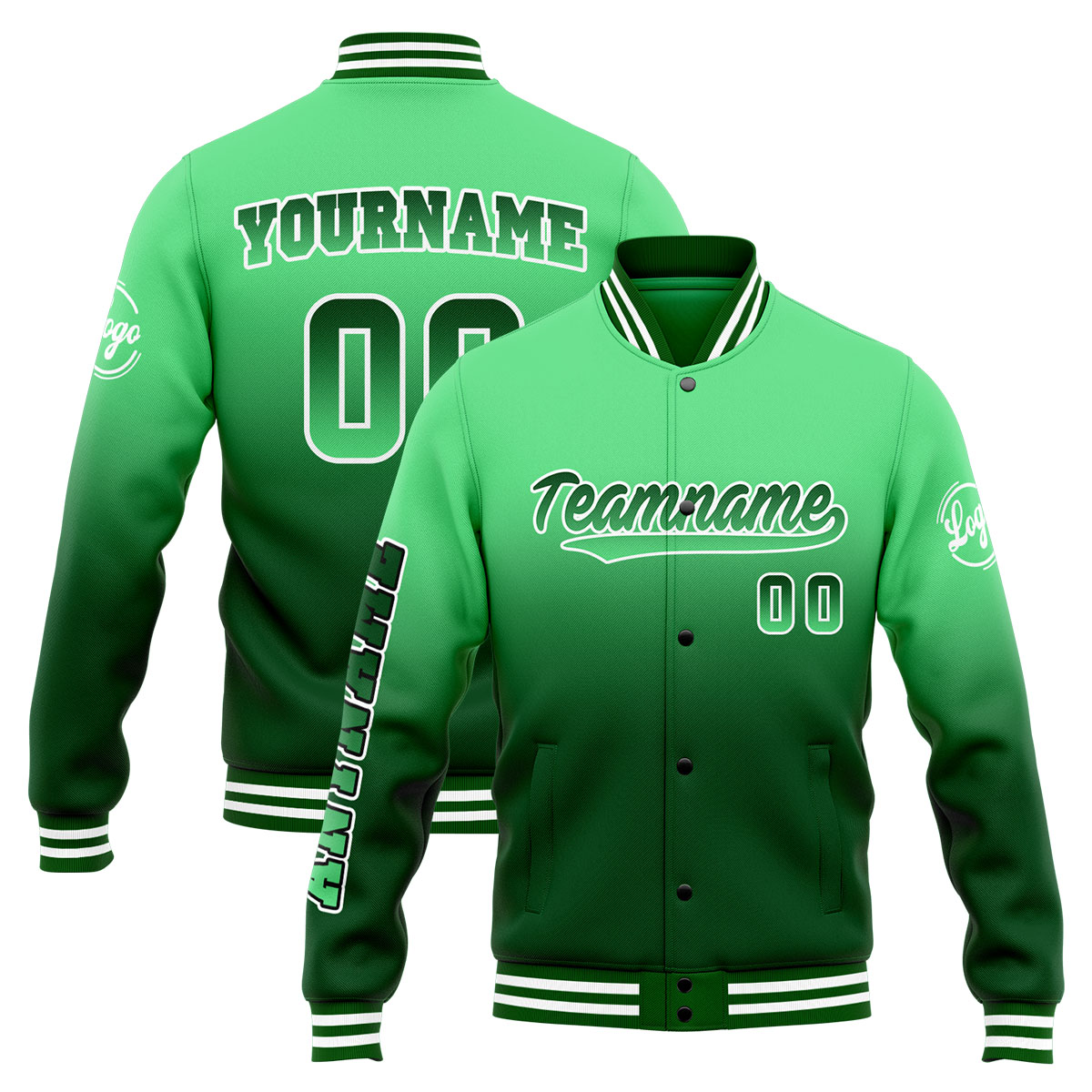 Custom Green Varsity Jacket for Men Women and Youth with Personalized Letterman Jacket 