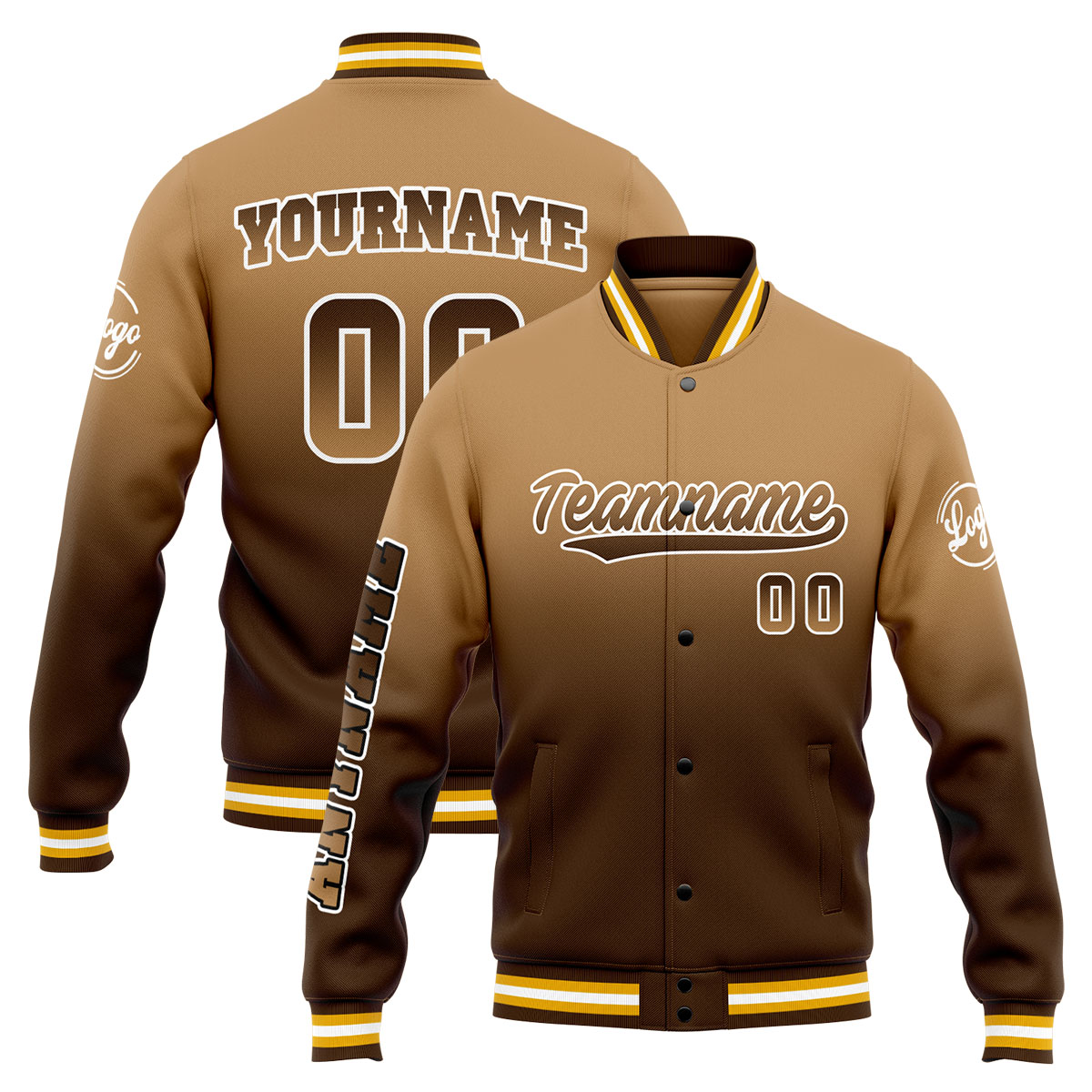 Custom Brown Varsity Jacket for Men Women and Youth with Personalized Letterman Jacket 