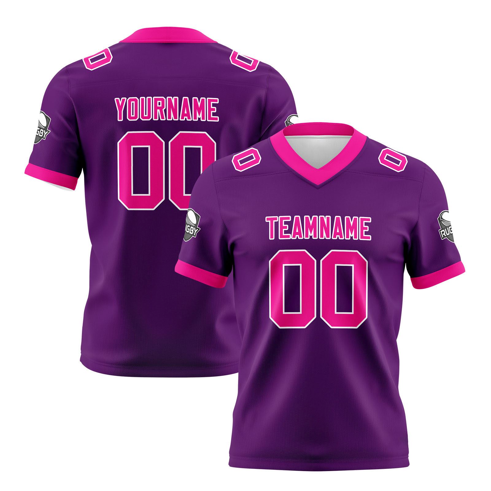 Custom Purple Pink Football Jersey Personalized Football Shirts for Men Printed Team Name Number Logo