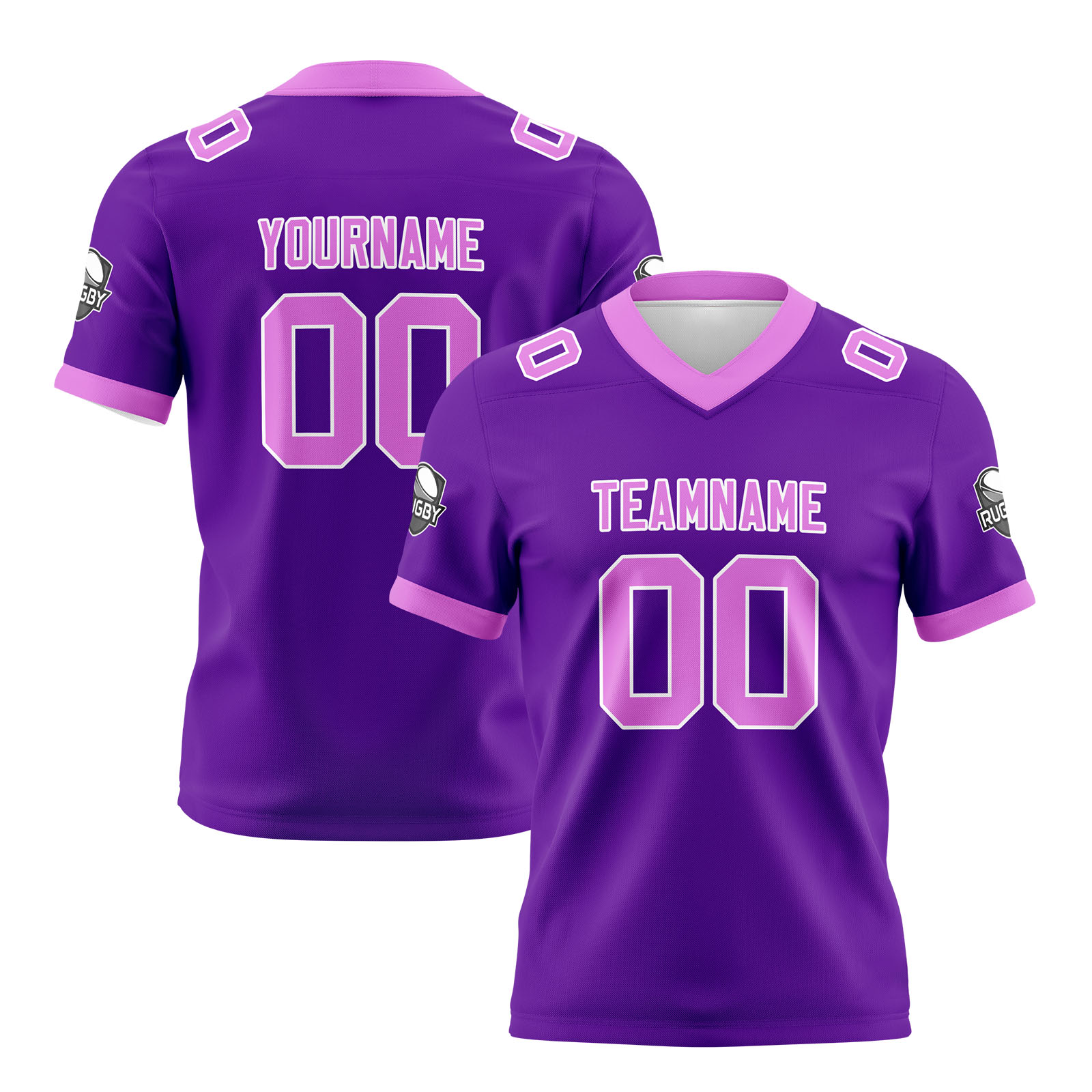 Custom Purple Pink Football Jersey Personalized Football Shirts for Men Printed Team Name Number Logo