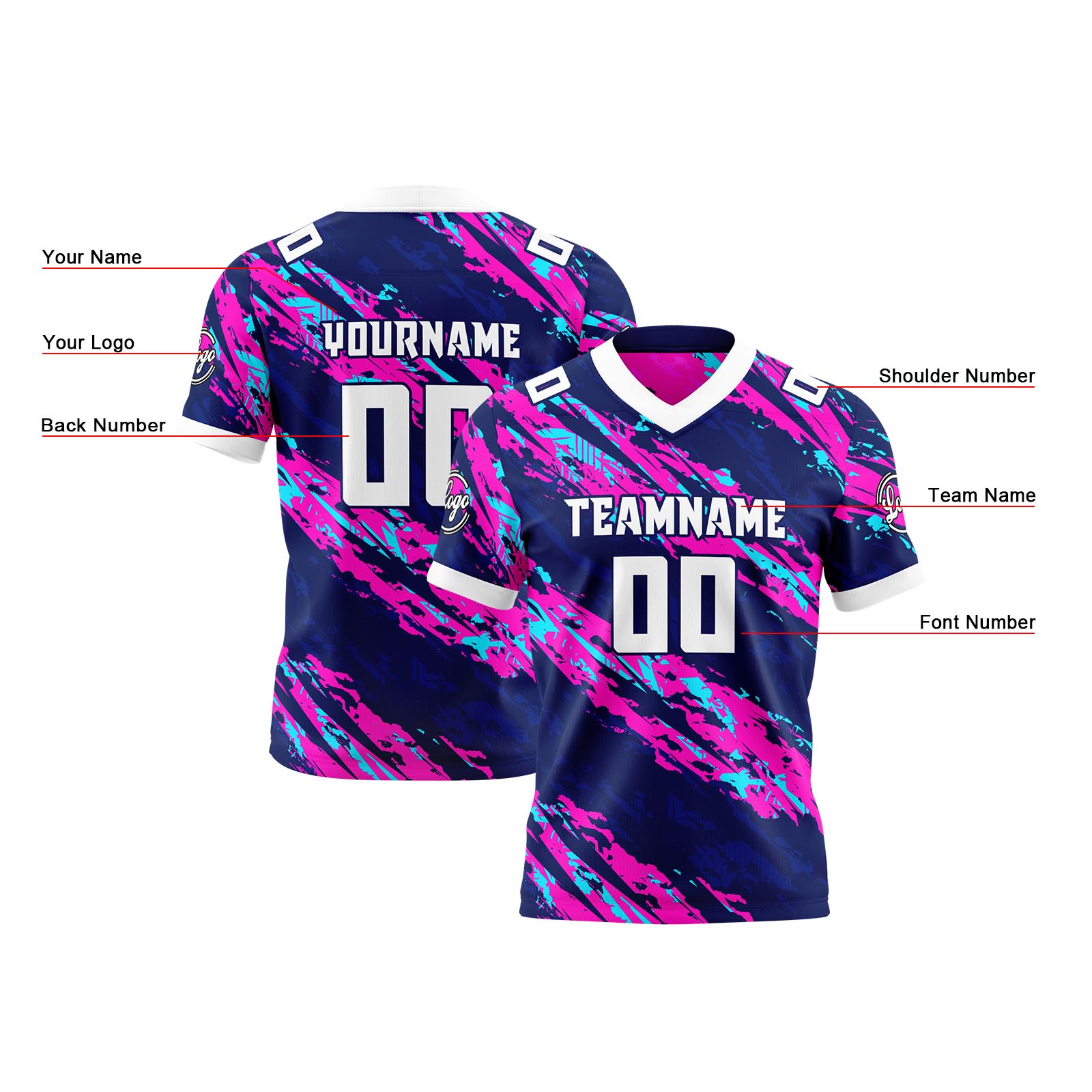 Custom Purple Pink Reversible Football Jersey Personalized Gradient Football Shirts for Men Printed Team Name Number Logo