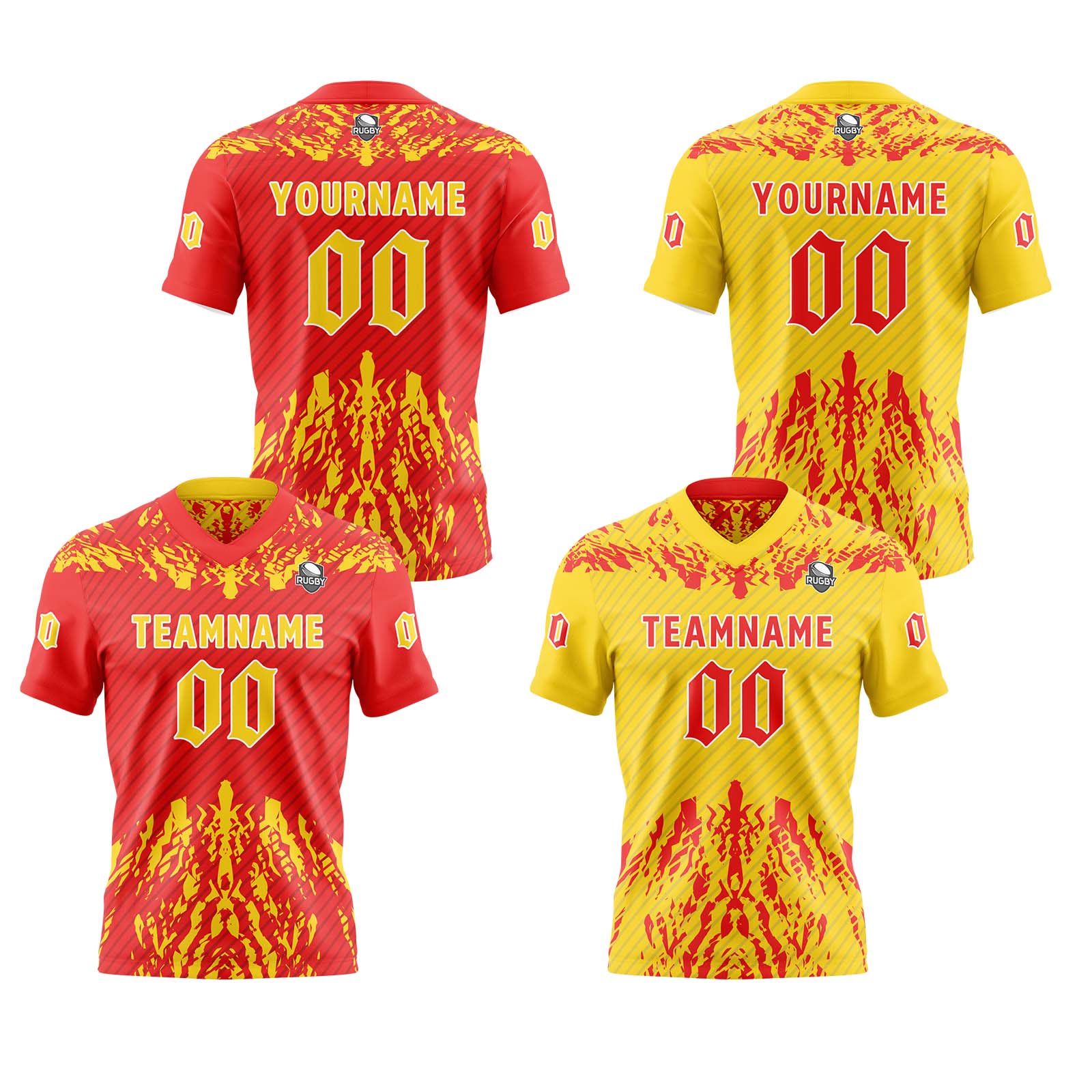 Custom Red Yellow Reversible Football Jersey Personalized Gradient Football Shirts for Men Printed Team Name Number Logo
