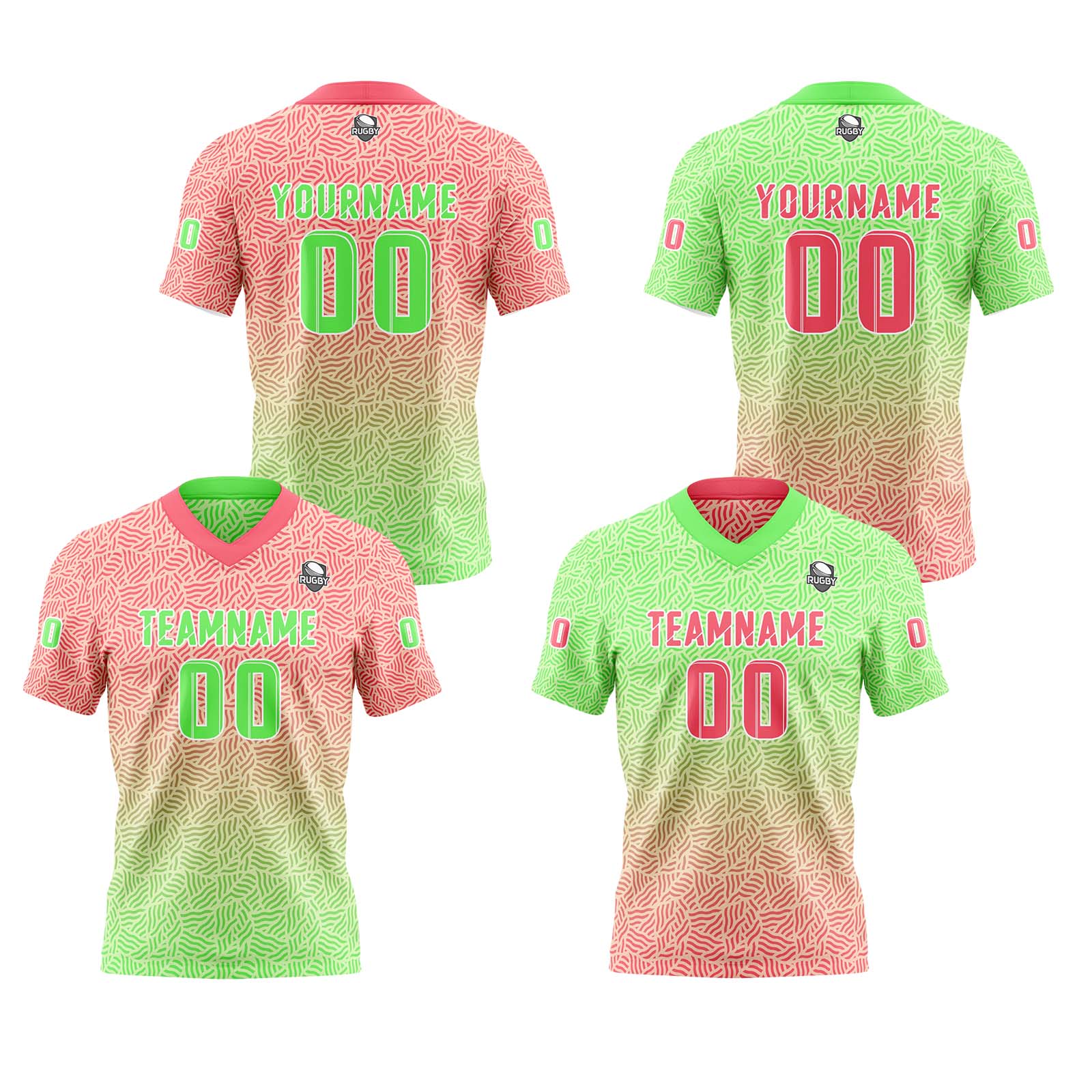 Custom Green Pink Reversible Football Jersey Personalized Gradient Football Shirts for Men Printed Team Name Number Logo