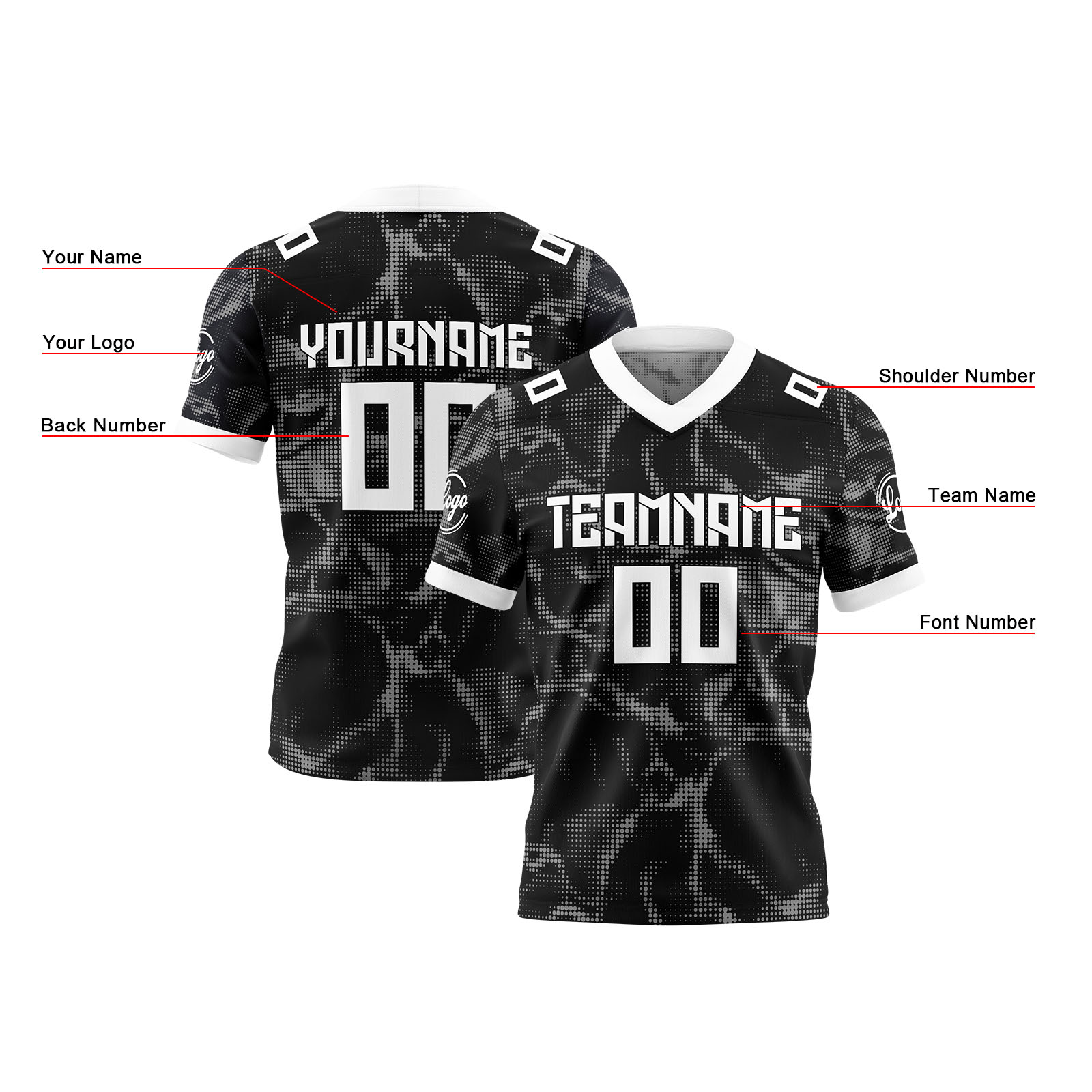 Custom Ash Reversible Football Jersey Personalized Gradient Football Shirts for Men Printed Team Name Number Logo