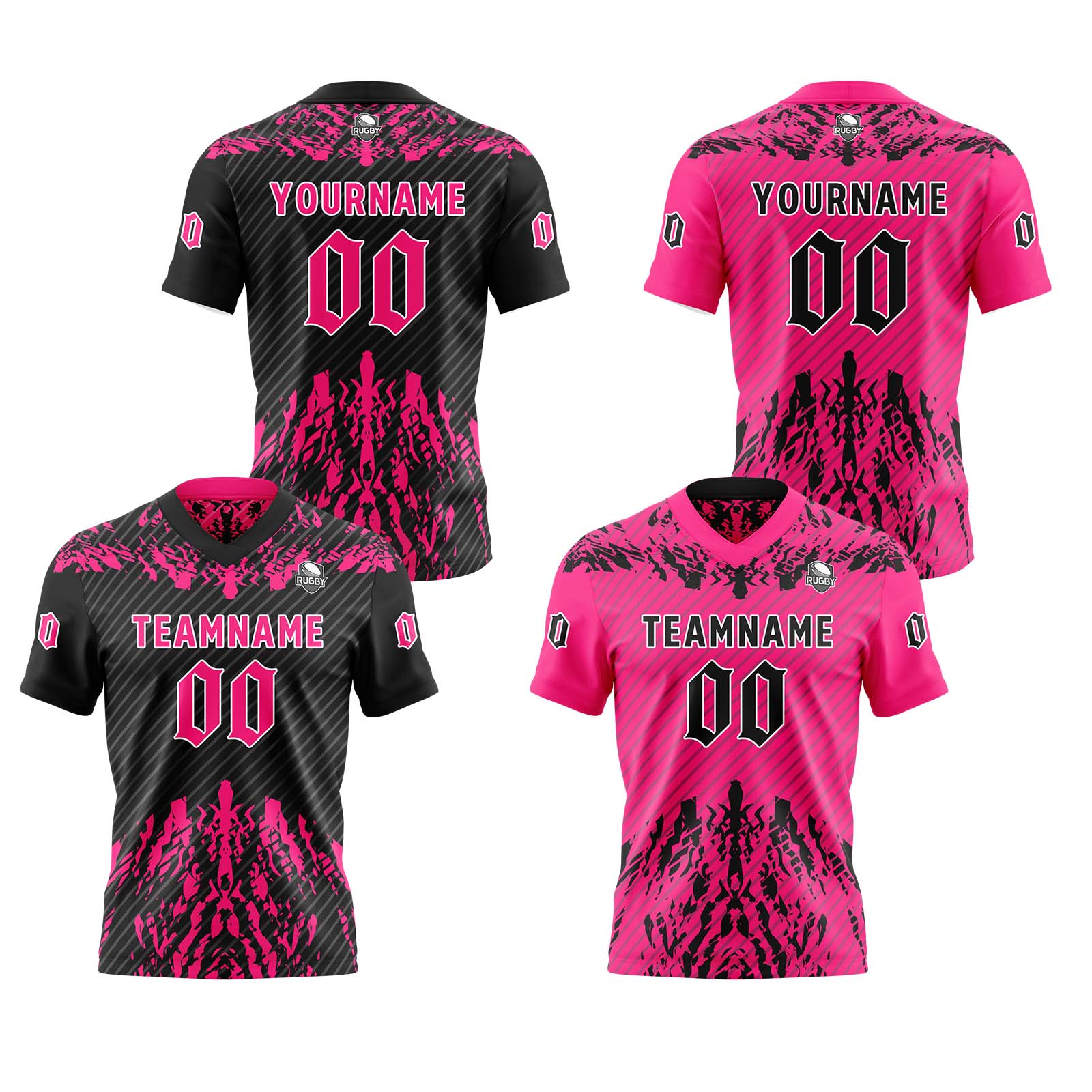 Custom Black Pink Reversible Football Jersey Personalized Gradient Football Shirts for Men Printed Team Name Number Logo