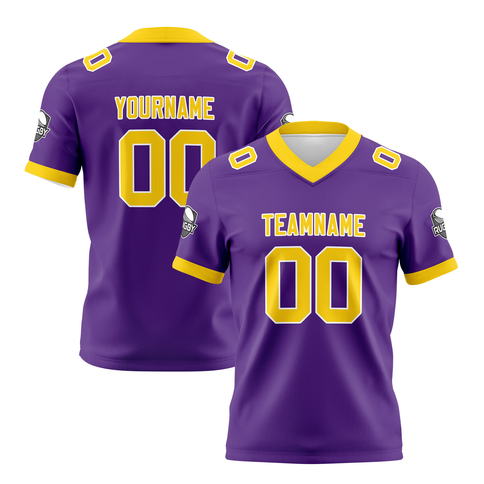 Custom Purple Yellow Football Jersey Personalized Football Shirts for Men Printed Team Name Number Logo