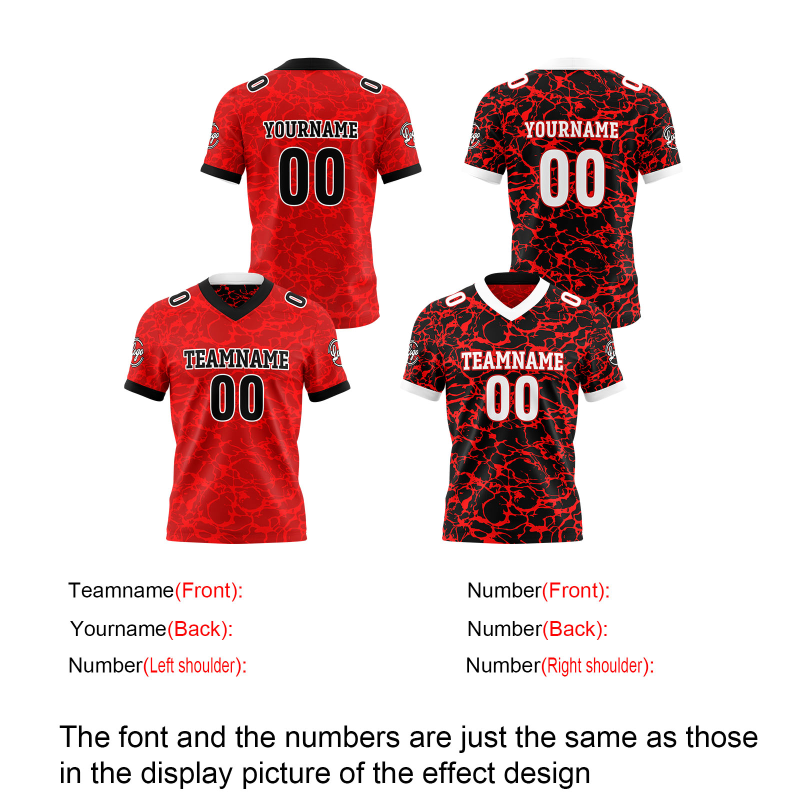 Custom Red White Reversible Football Jersey Personalized Gradient Football Shirts for Men Printed Team Name Number Logo