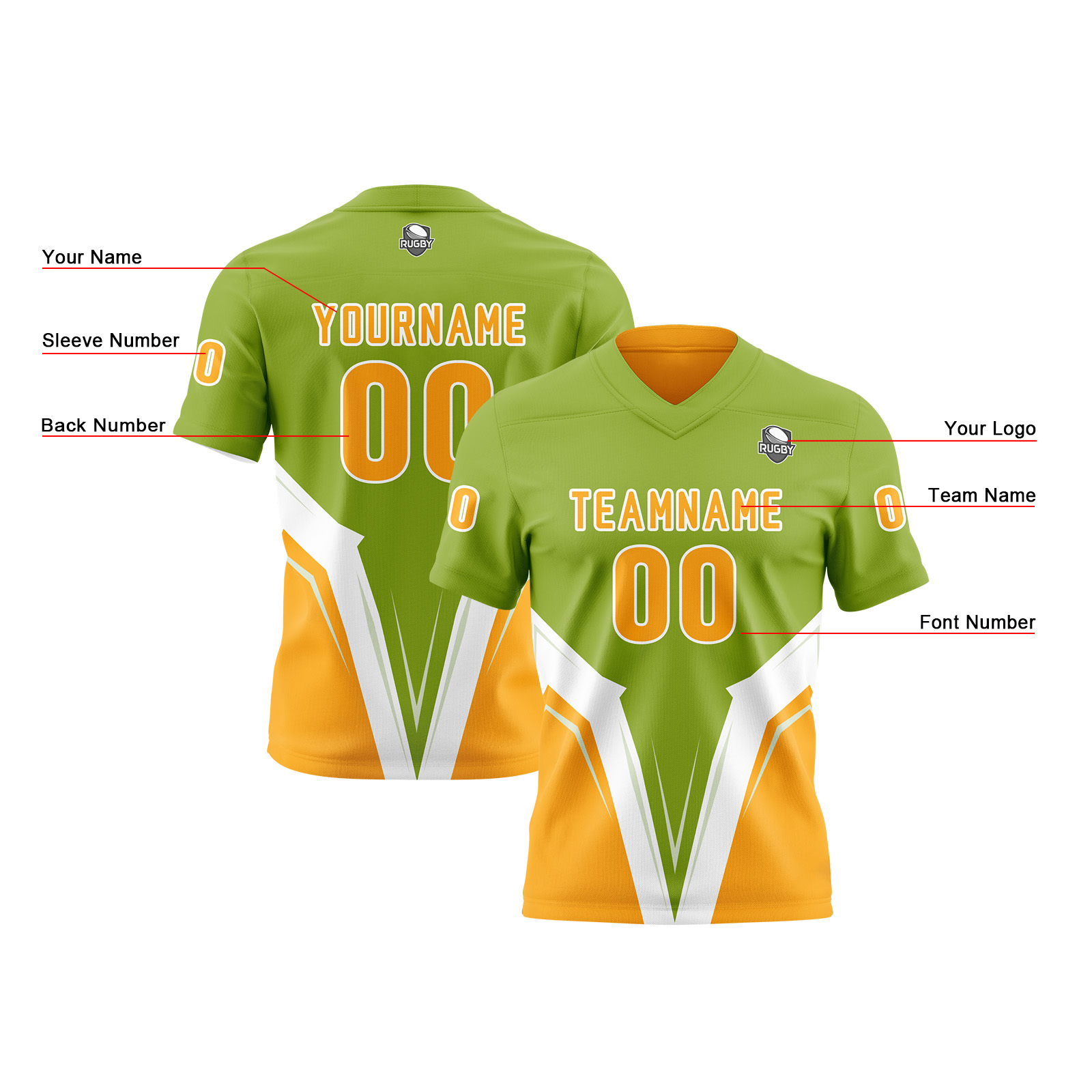 Custom Green Vibrant Orange Reversible Football Jersey Personalized Gradient Football Shirts for Men Printed Team Name Number Logo