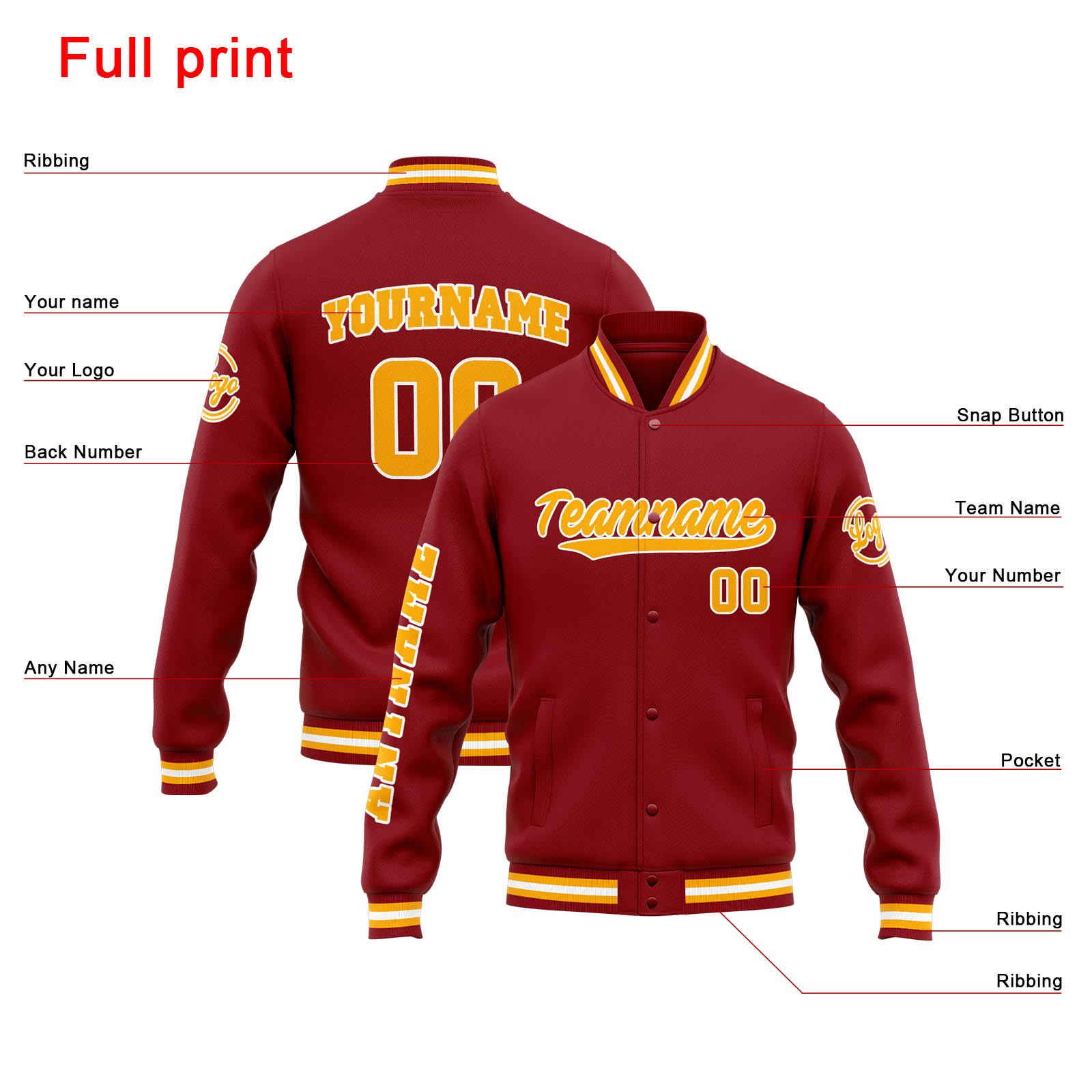 Custom Red Orange Varsity Jacket for Men Women and Youth with Personalized Letterman Jacket 