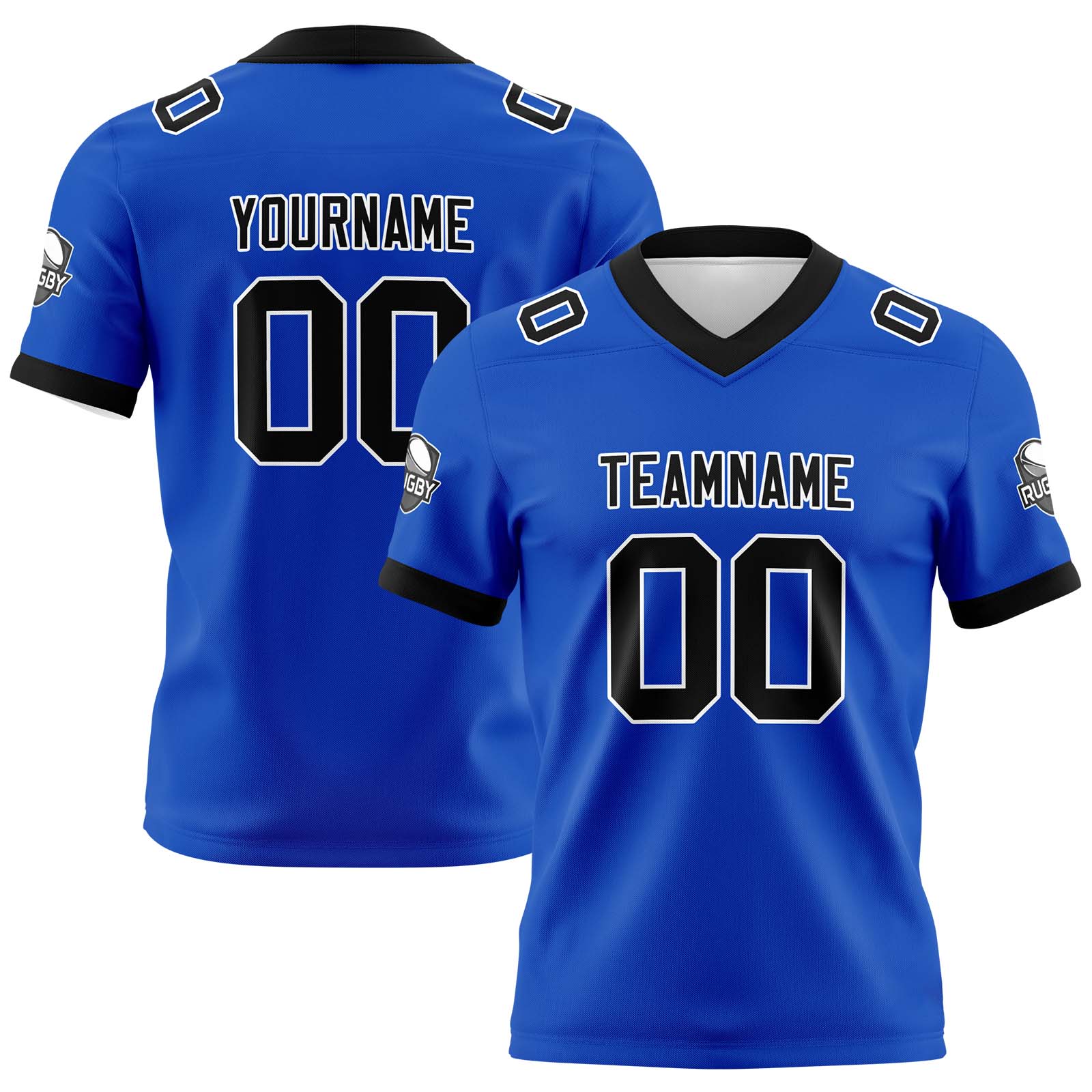 Custom Blue Black Football Jersey Personalized Football Shirts for Men Printed Team Name Number Logo