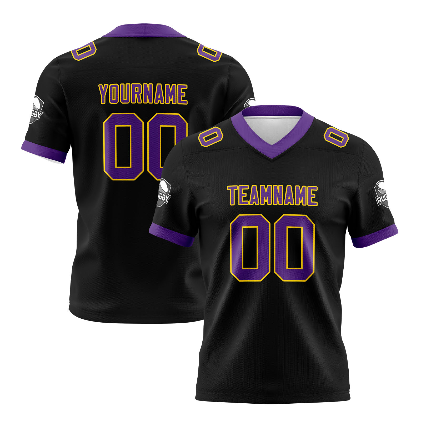Custom Black Purple Football Jersey Personalized Football Shirts for Men Printed Team Name Number Logo